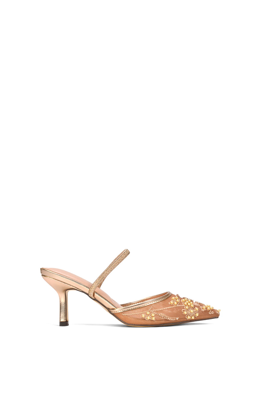 Rose Embroidered Slingback Mesh Court Shoes, Image 1 of 6