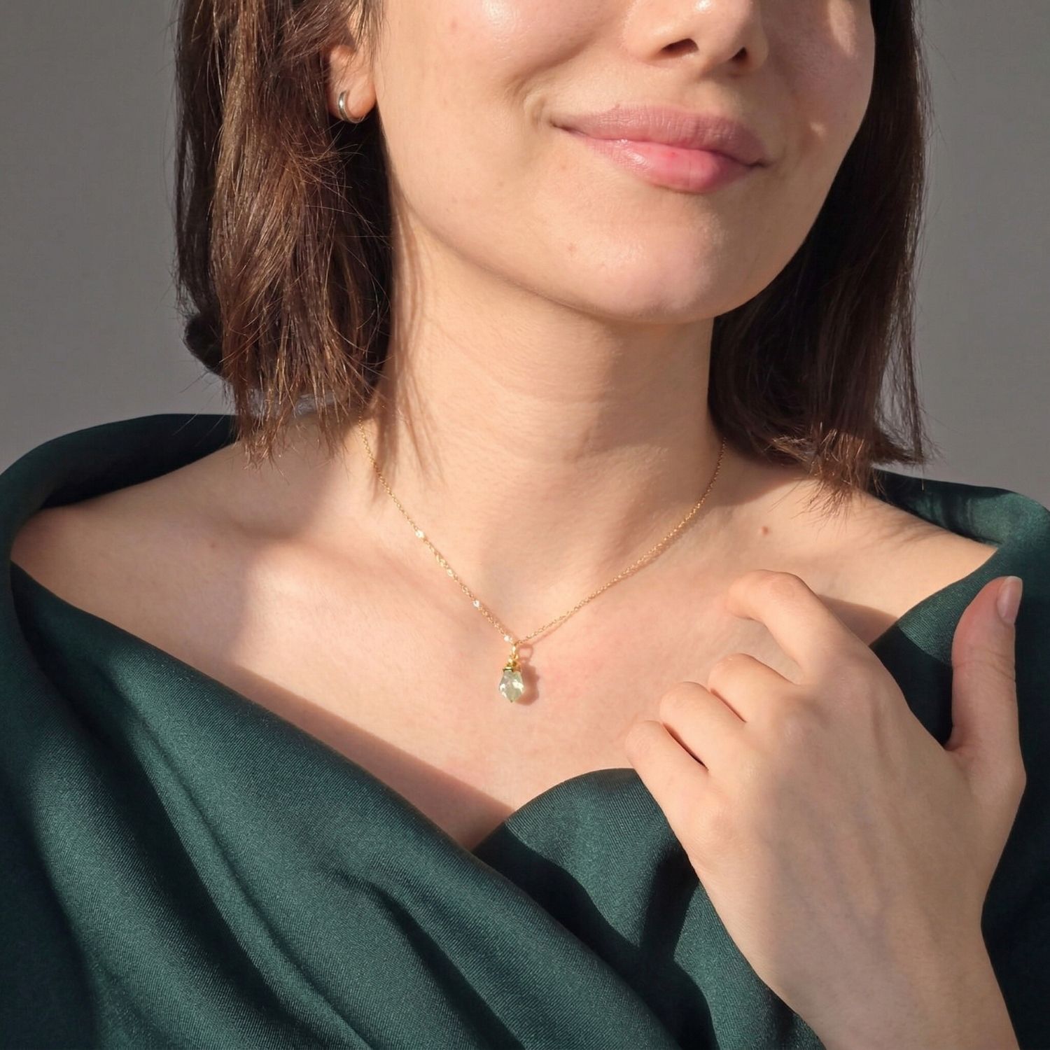 Blue Raw Aquamarine Gold Plated March Birthstone Necklace, Image 3 of 5