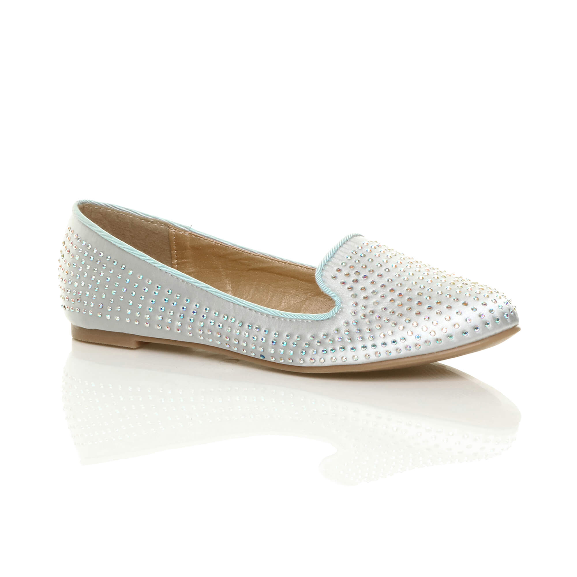 Black Flat Diamante Loafers Ballet Pumps