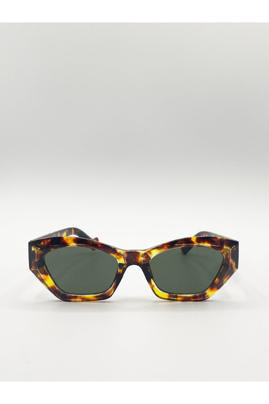 Brown SVNX Brown Angular Frame Cat Eye Sunglasses, Image 1 of 7