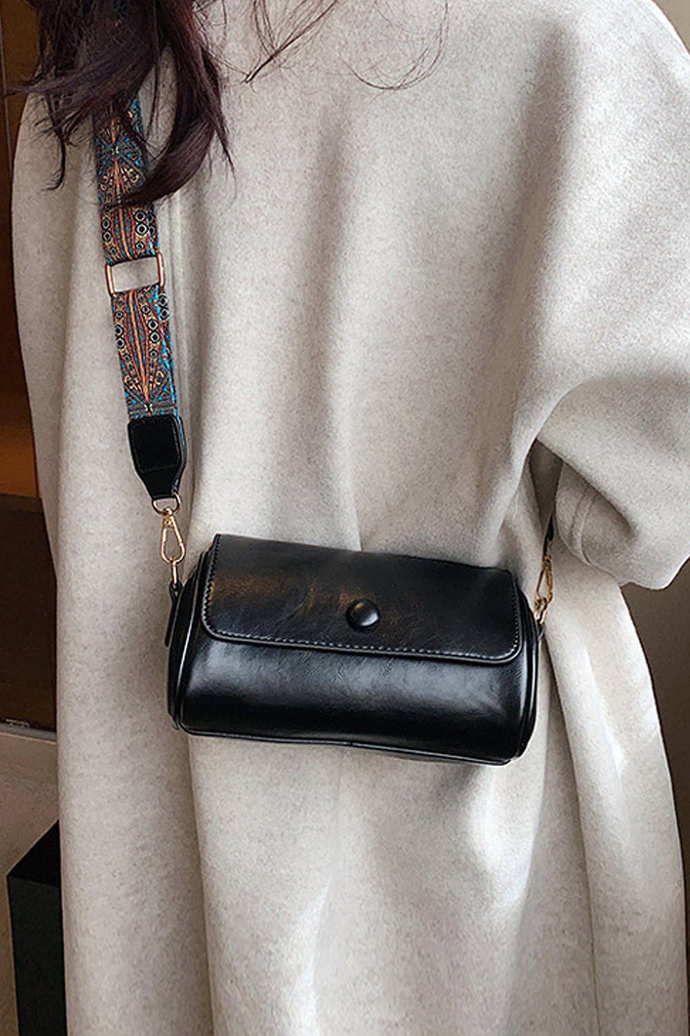 Black 'Whitney' Structured Crossbody Handbag With Shoulder Strap, Image 2 of 4