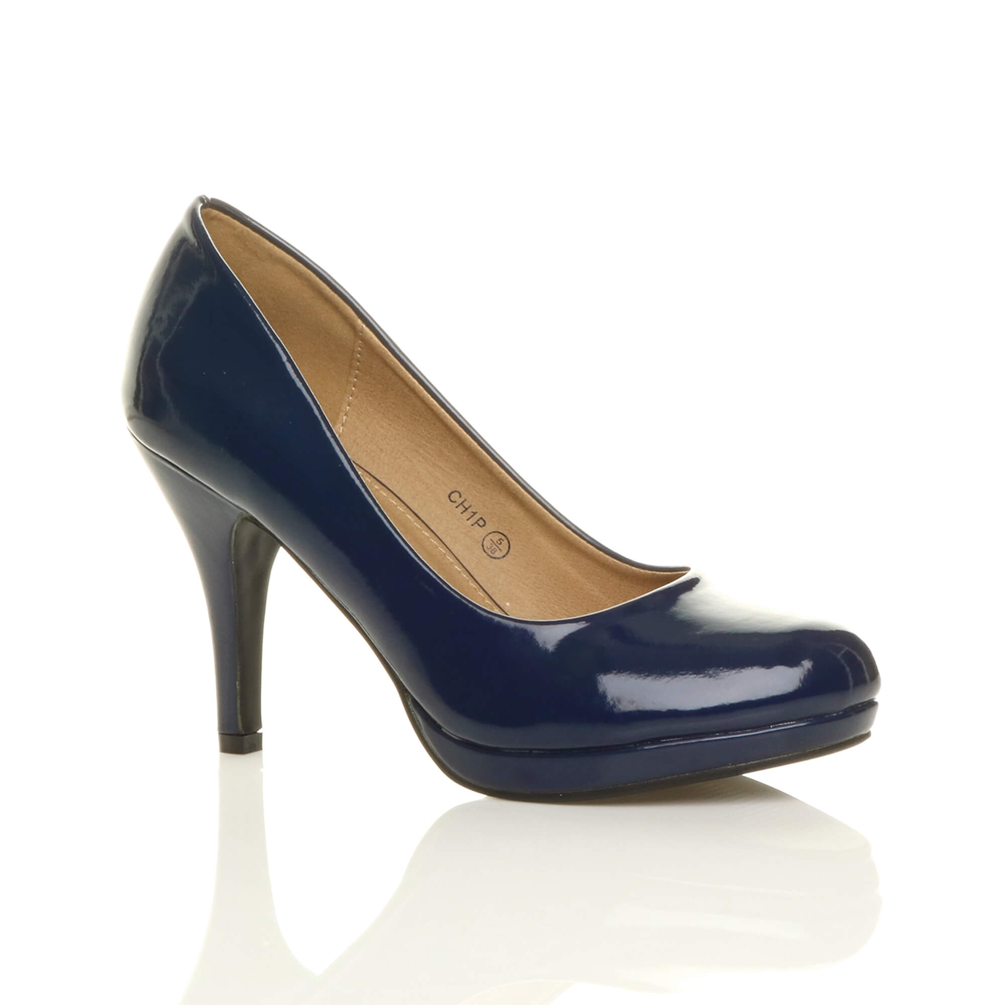 Navy Blue AJVANI Navy Blue High Heel Court Shoes, Image 1 of 6