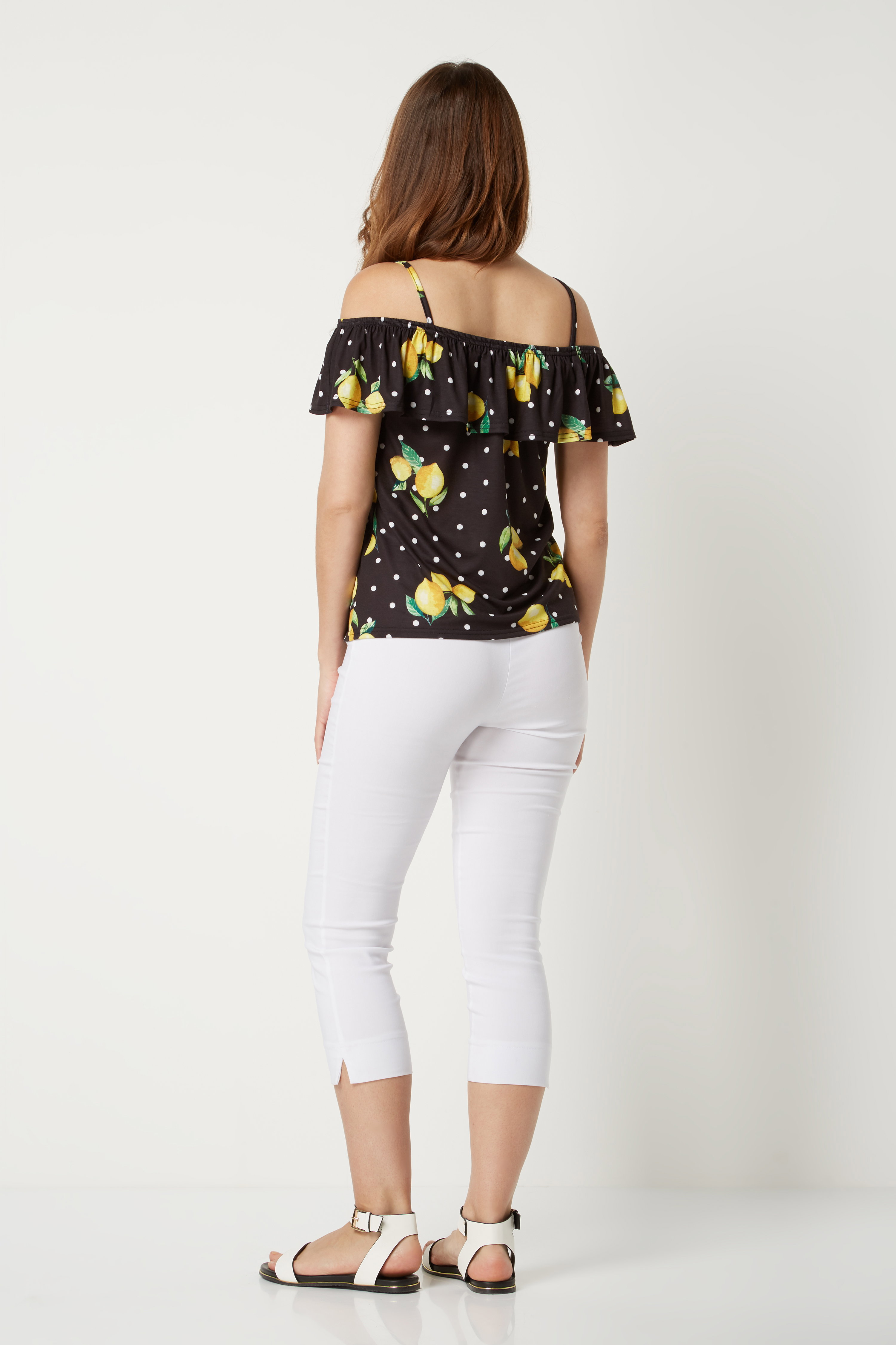 Lemon Cold Shoulder Top in Black - Roman Originals UK