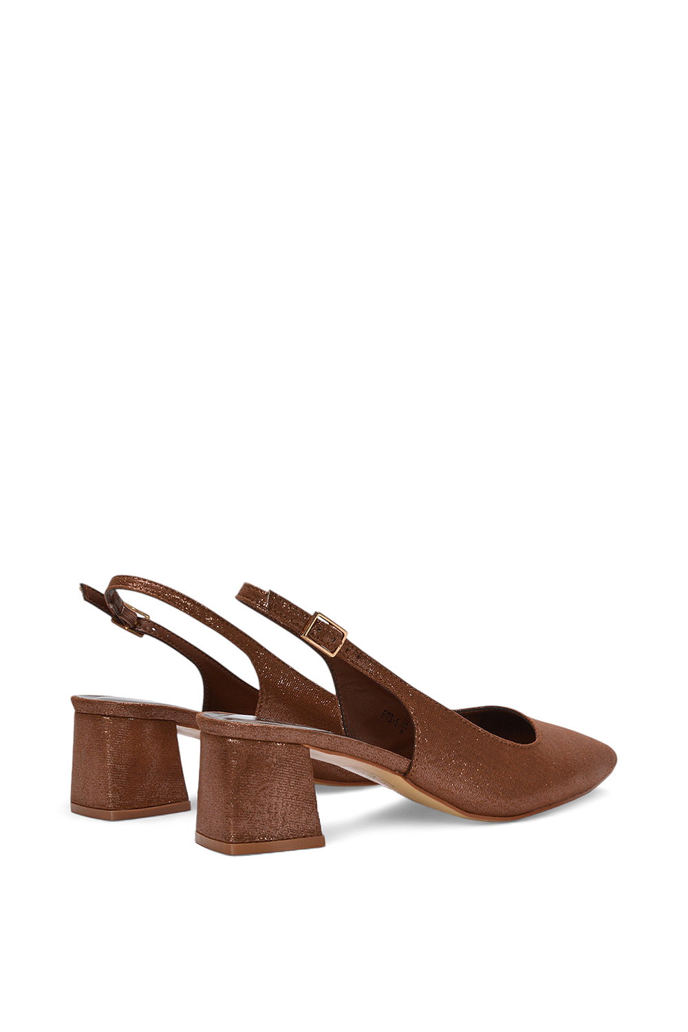 Brown 'Virelai' Shimmer Low Block Heels With Slingback, Image 4 of 6