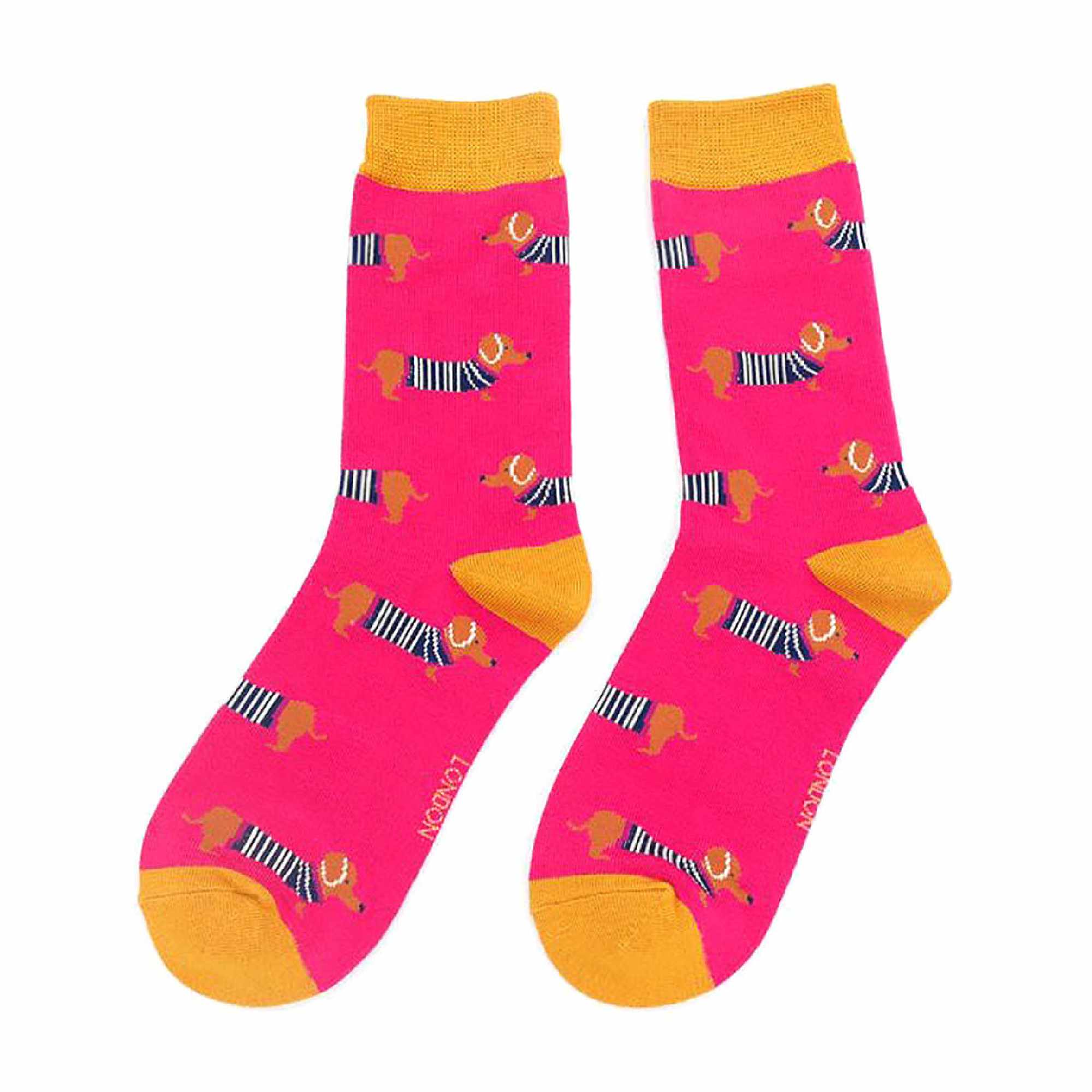 Blush 1 Pack Ladies Novelty Dog Pattern Bamboo Socks, Image 5 of 5