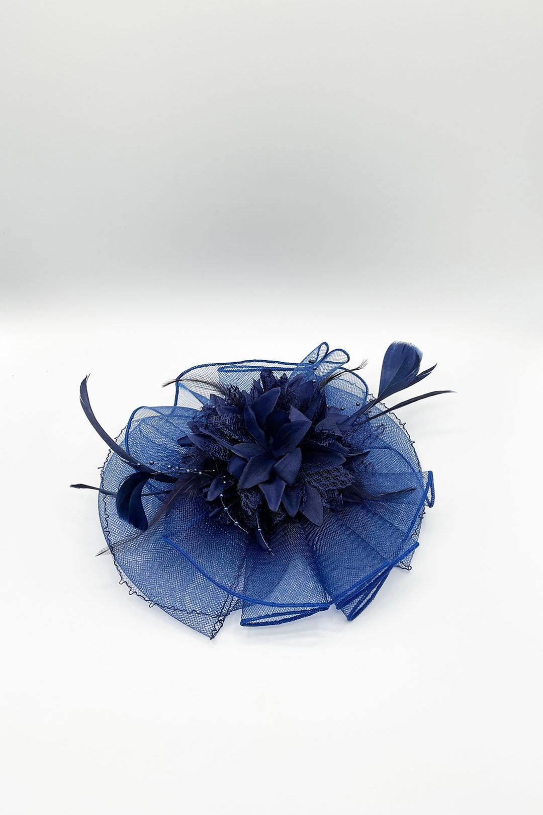 Navy Feather Bloom Fascinator in Navy, Image 2 of 2