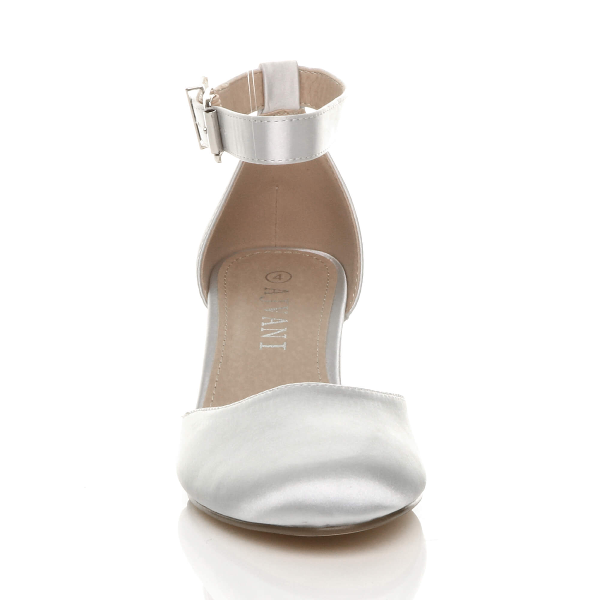 Silver AJVANI Silver Mid Block Heel Ankle Strap 2 Part Heels, Image 6 of 6