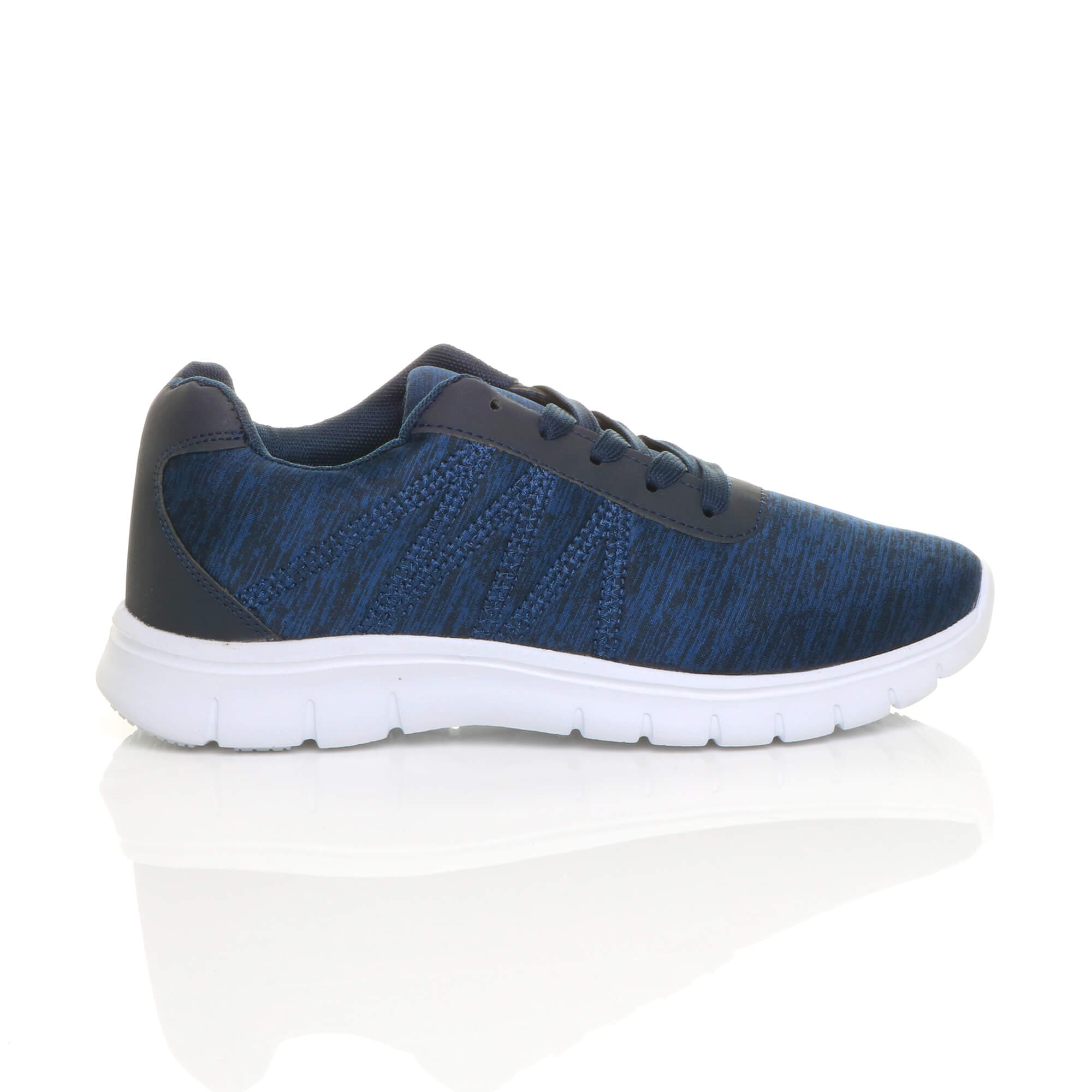Navy Blue AJVANI Navy Blue Lace Up Memory Foam Trainers, Image 2 of 6