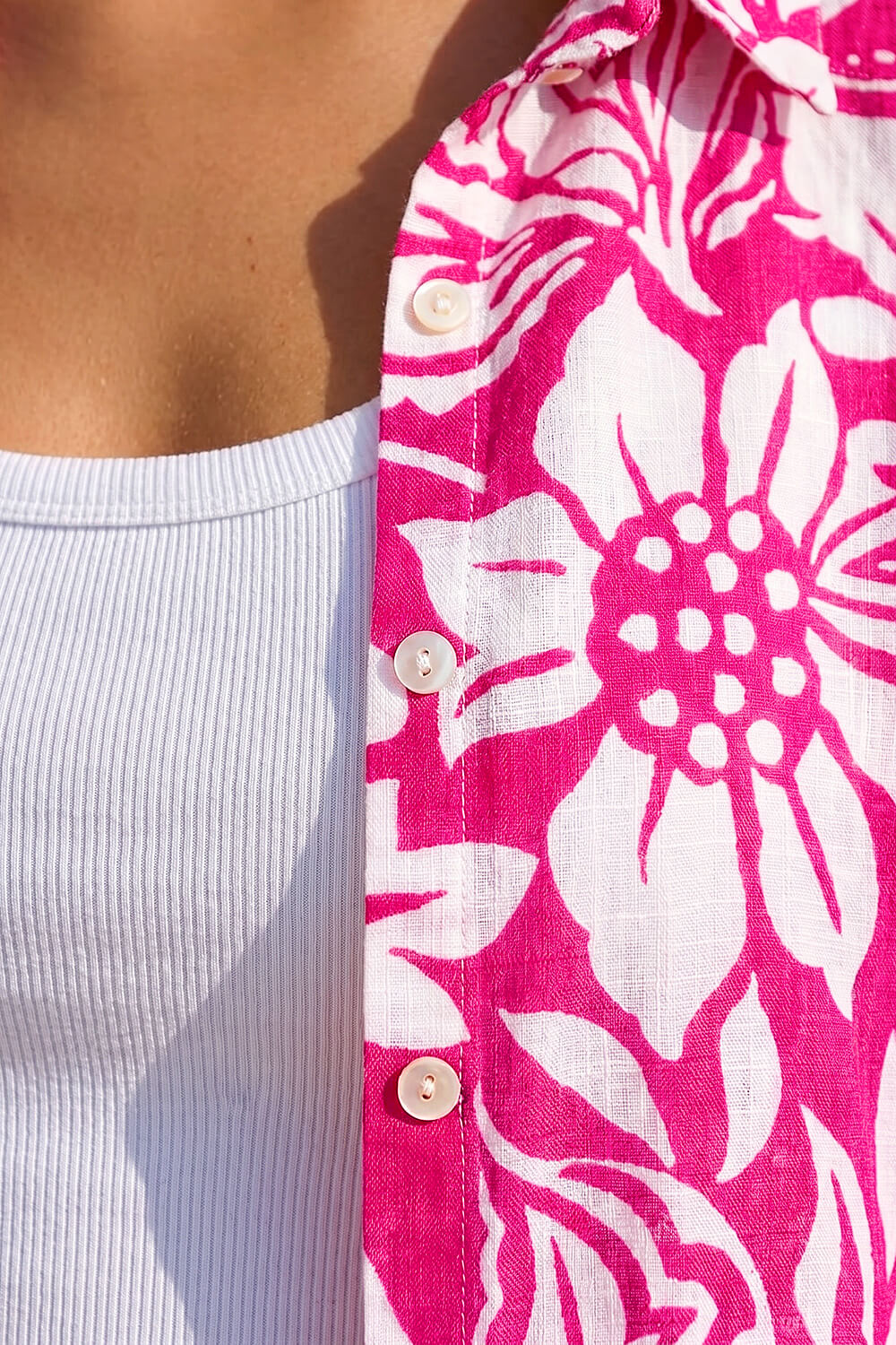 CERISE Floral Print Longline Cotton Shirt, Image 5 of 4