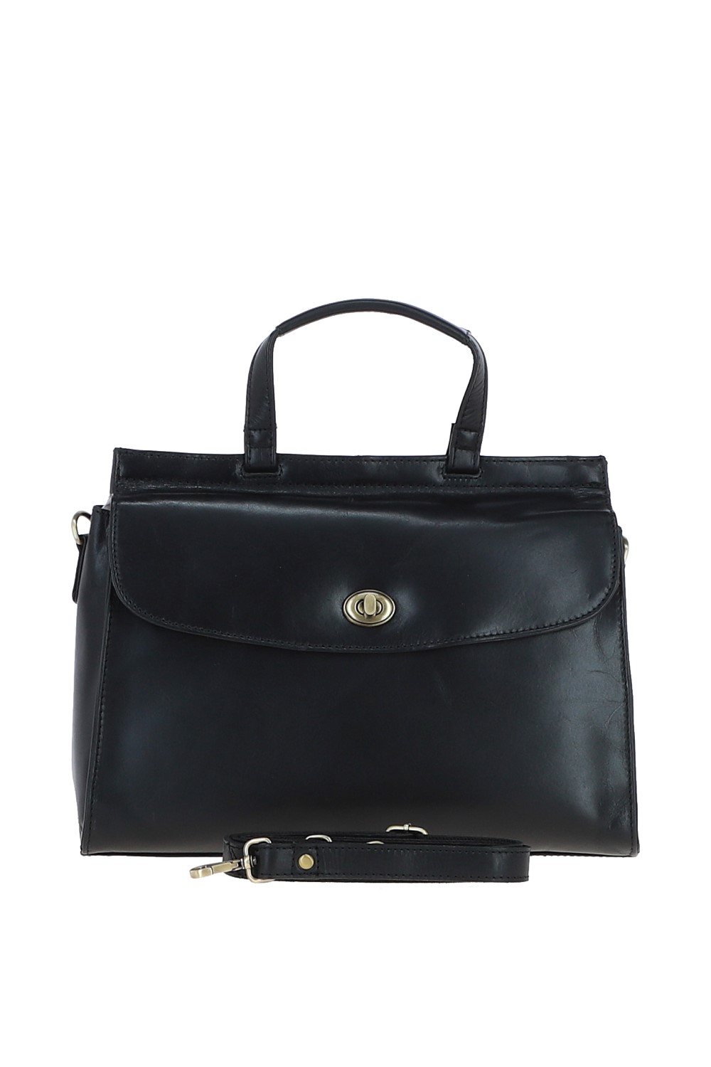 Black Large Real Leather Grab Bag, Image 1 of 4