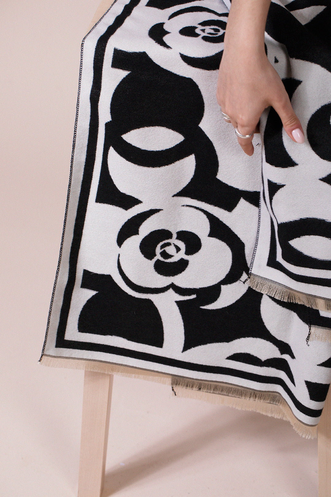 Black Rose Print Scarf, Image 2 of 5