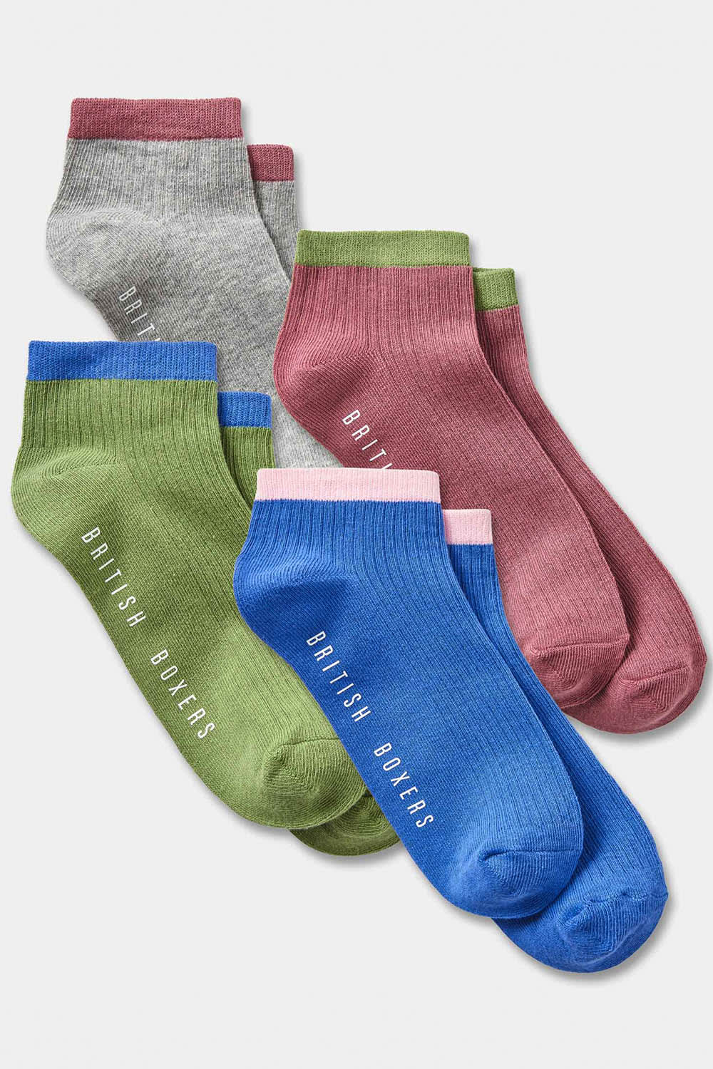 Multi Four-Pair "Pastels" Trainer Liner Cotton Sock Gift Box