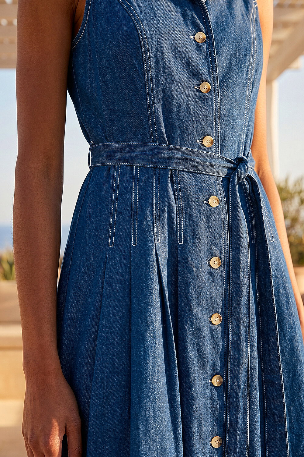Denim Denim Button Down Midi Dress, Image 5 of 4