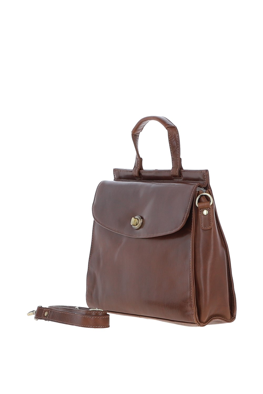 Brown Large Real Leather Grab Bag, Image 2 of 4