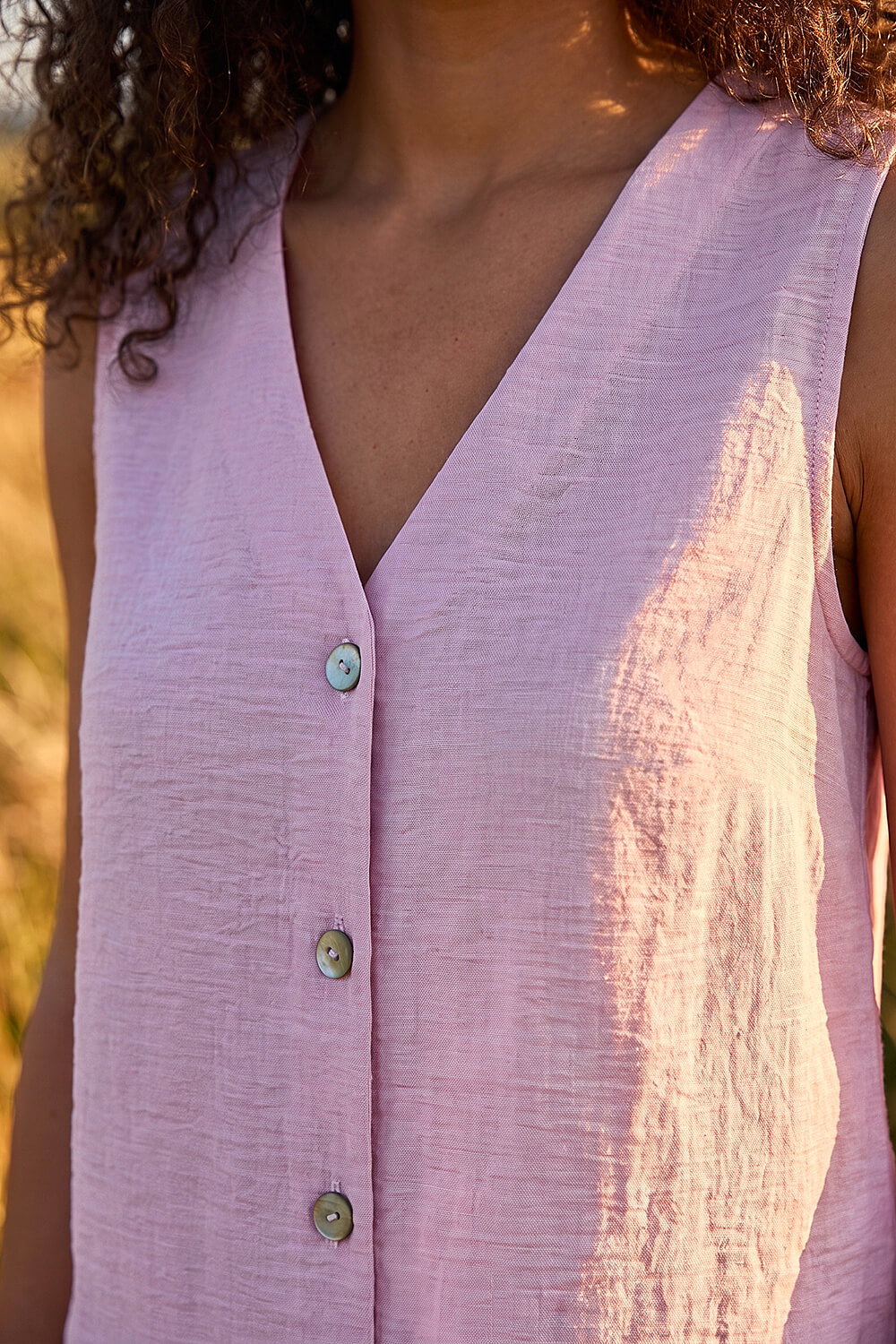 PINK Petite Buttoned Sleeveless Blouse, Image 5 of 4