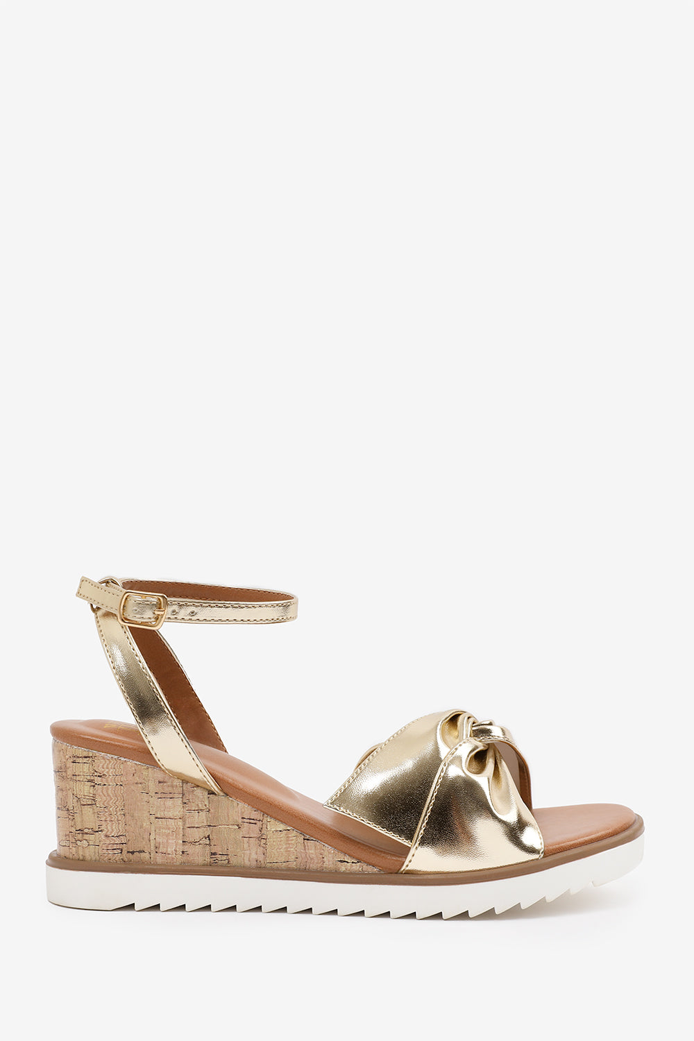 Gold 'Qween' Knot Detail Wedge Shoes, Image 2 of 5