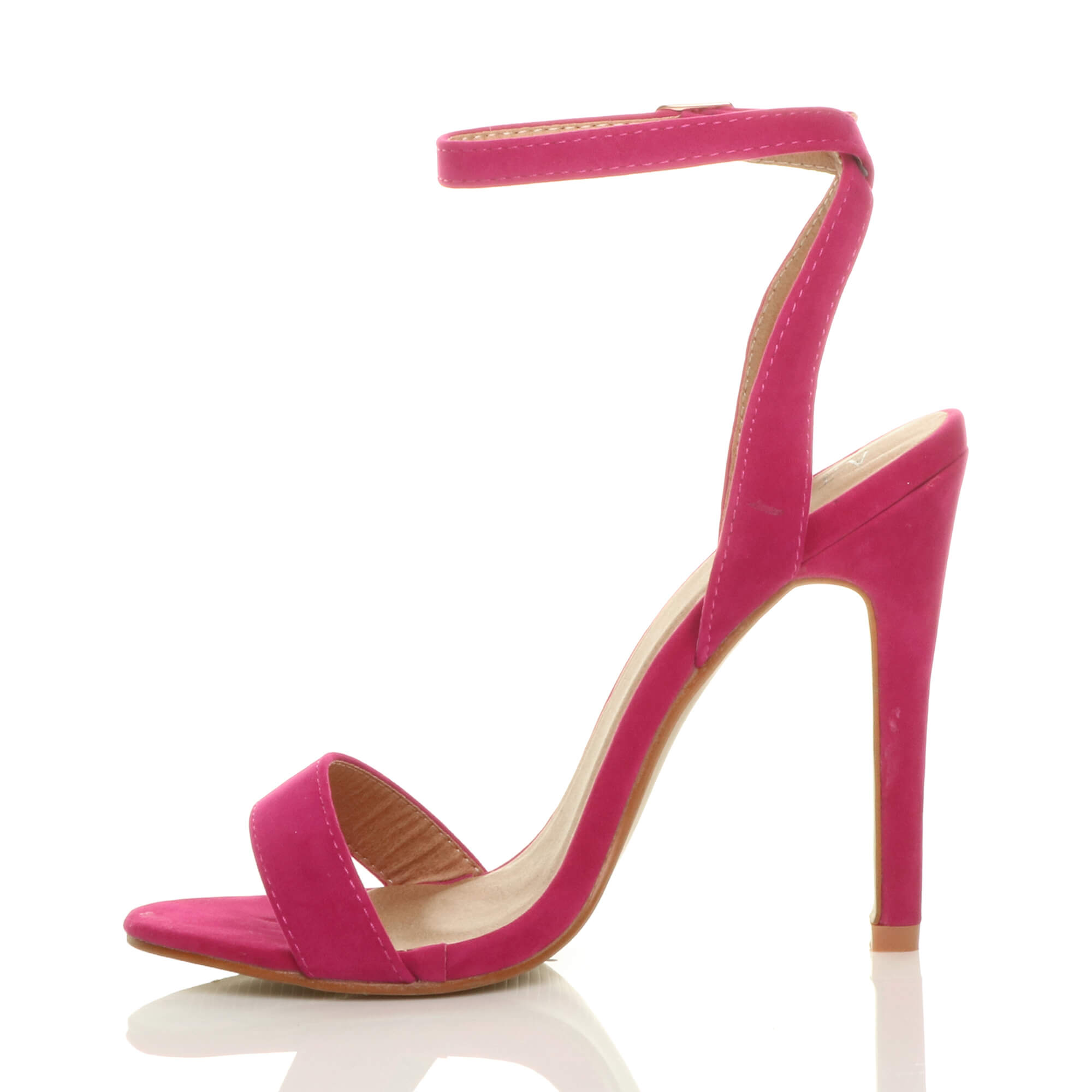 Fuchsia AJVANI Fuchsia High Heel Ankle Strap Barely There Sandals, Image 3 of 6