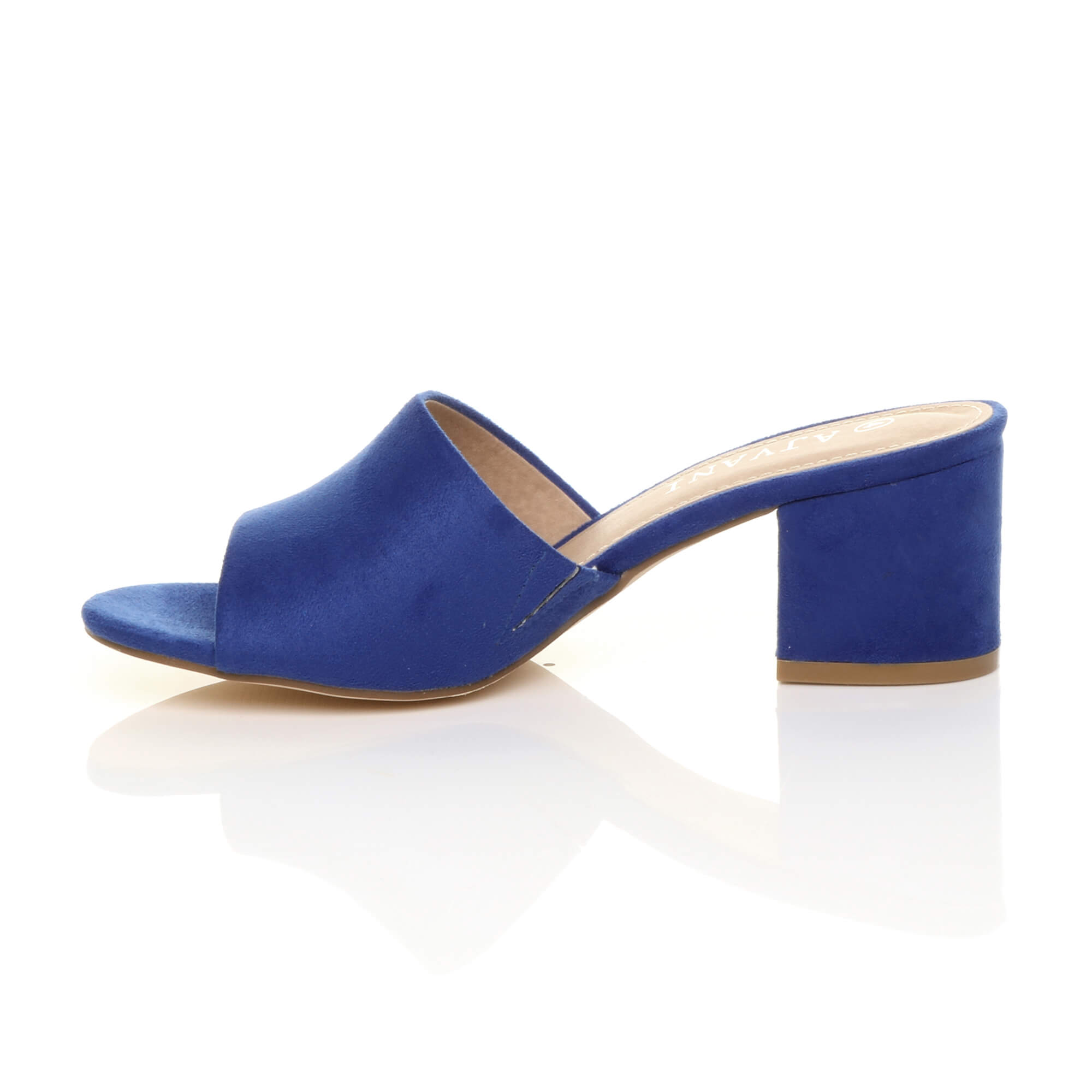 Royal Blue AJVANI Royal Blue Mid Block Heel Peep Toe Mules Sandals, Image 3 of 6