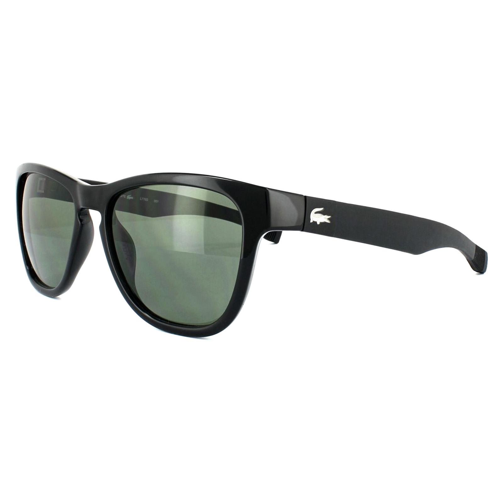 Black Lacoste Black Rectangle Unisex Black Green Sunglasses, Image 2 of 4