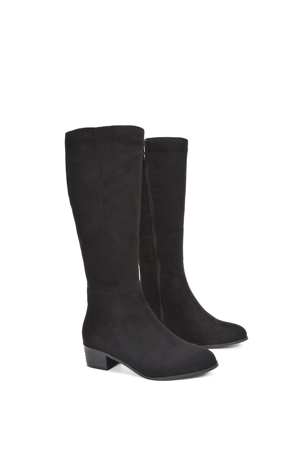Black ‘Anne’ Knee High Boots with Low Block Heel, Image 5 of 6