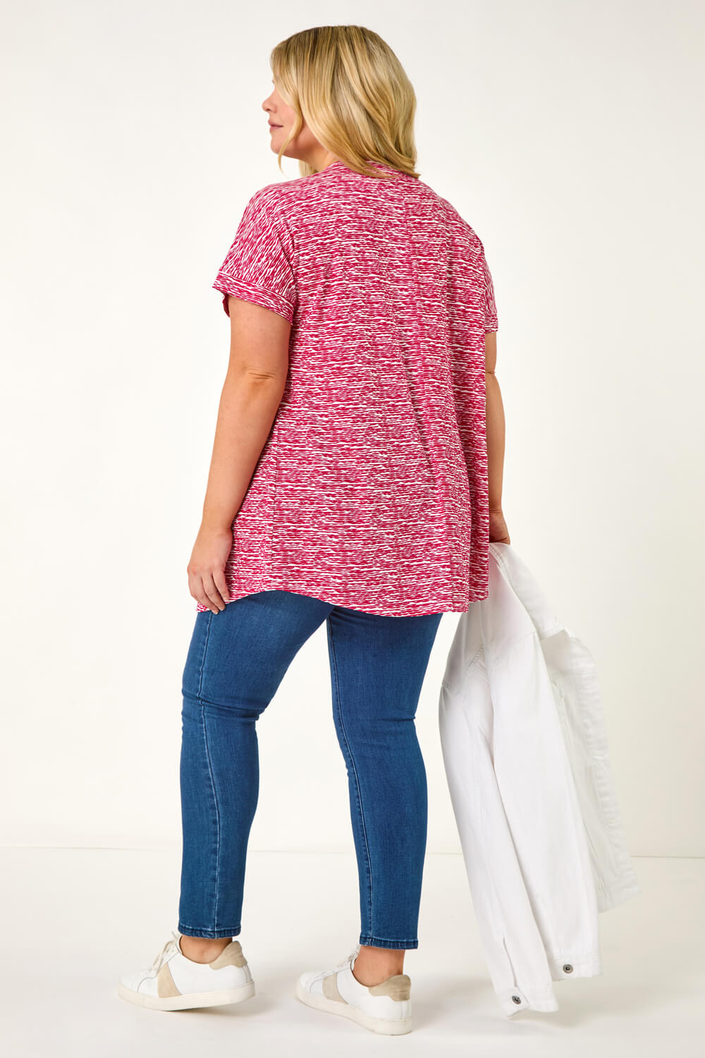 PINK Curve Pleat Front Printed Stretch Top, Image 4 of 5
