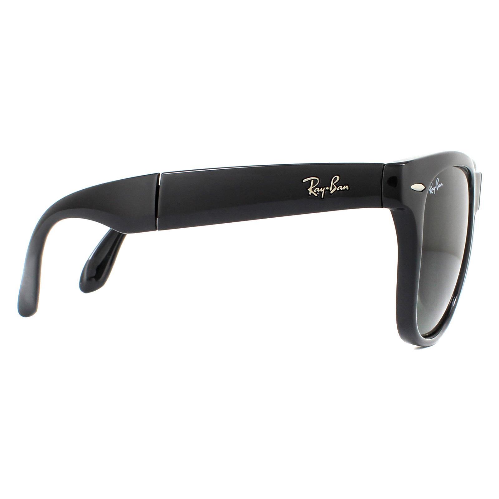 Black Rectangle Black Green Folding Wayfarer 4105 Sunglasses, Image 4 of 6