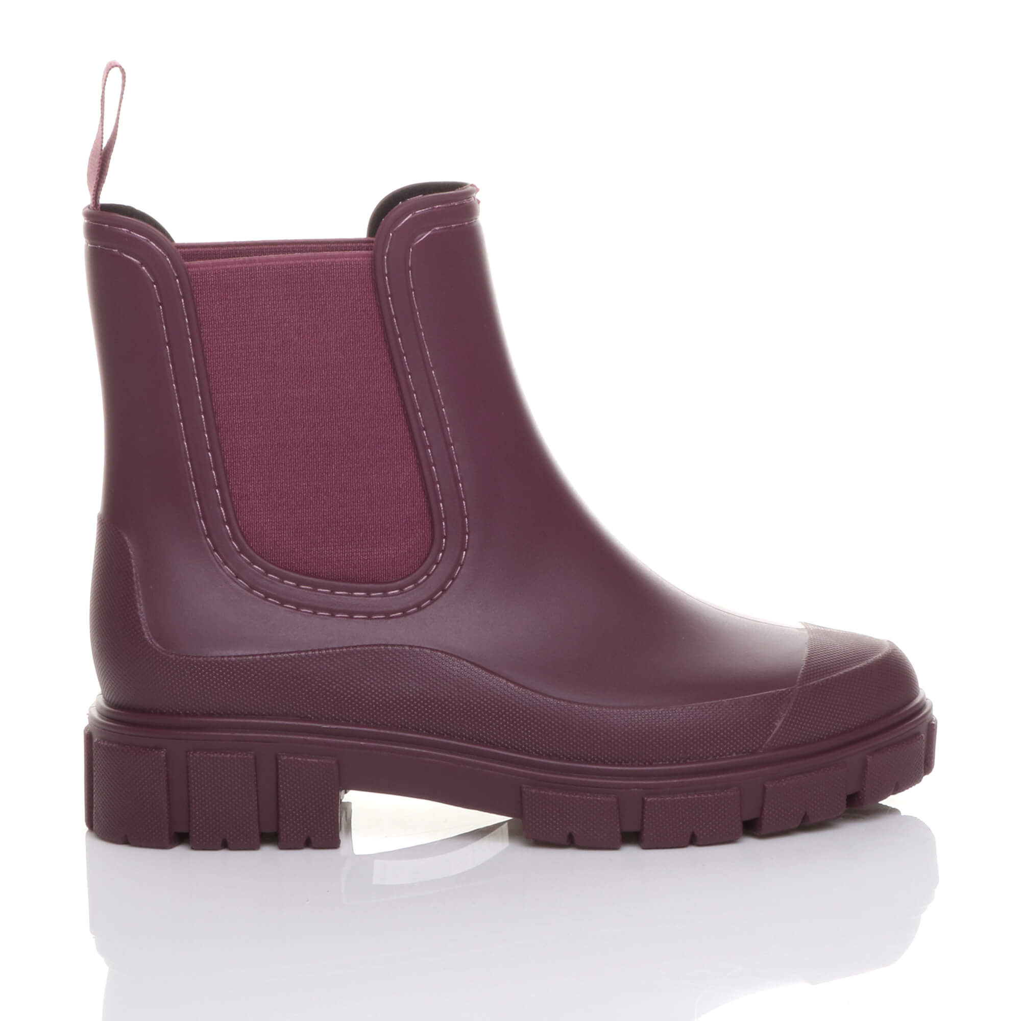 Burgundy Wellies Chelsea Ankle Boots Wellingtons, Image 5 of 6