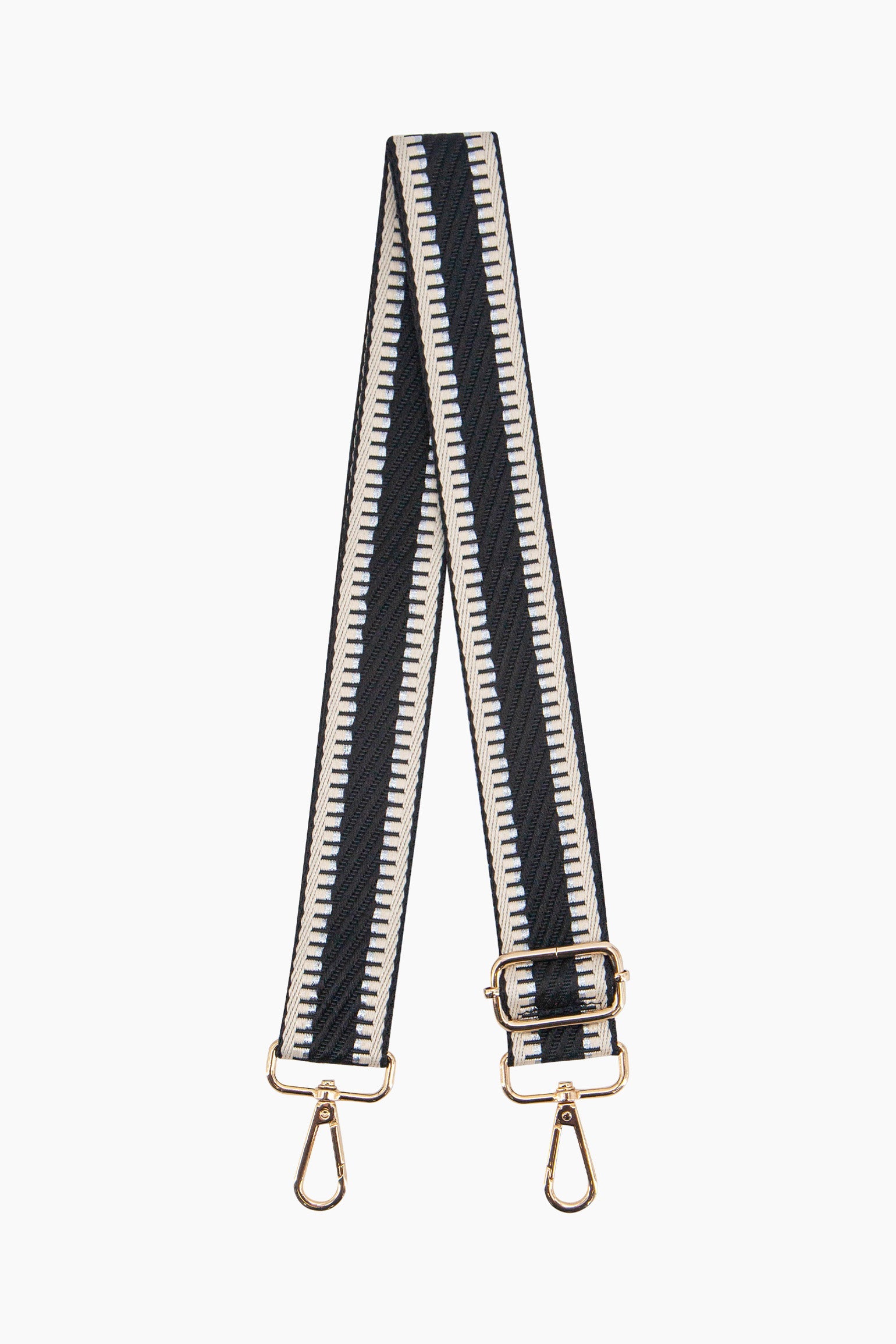Black Stripe Trim Woven Bag Strap, Image 1 of 4