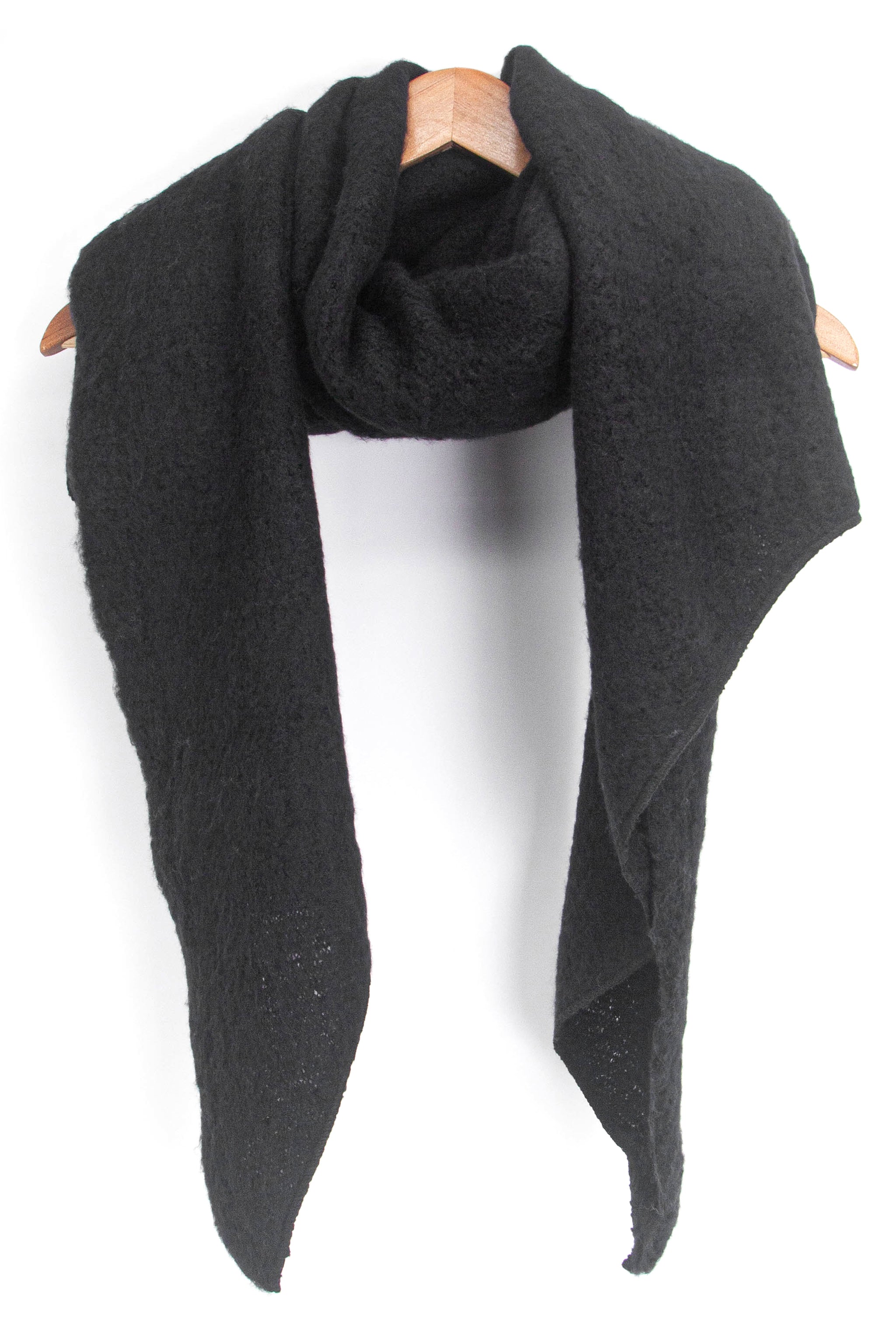 Black Sarta Black Plain Heavyweight Asymmetric Winter Scarf, Image 3 of 4