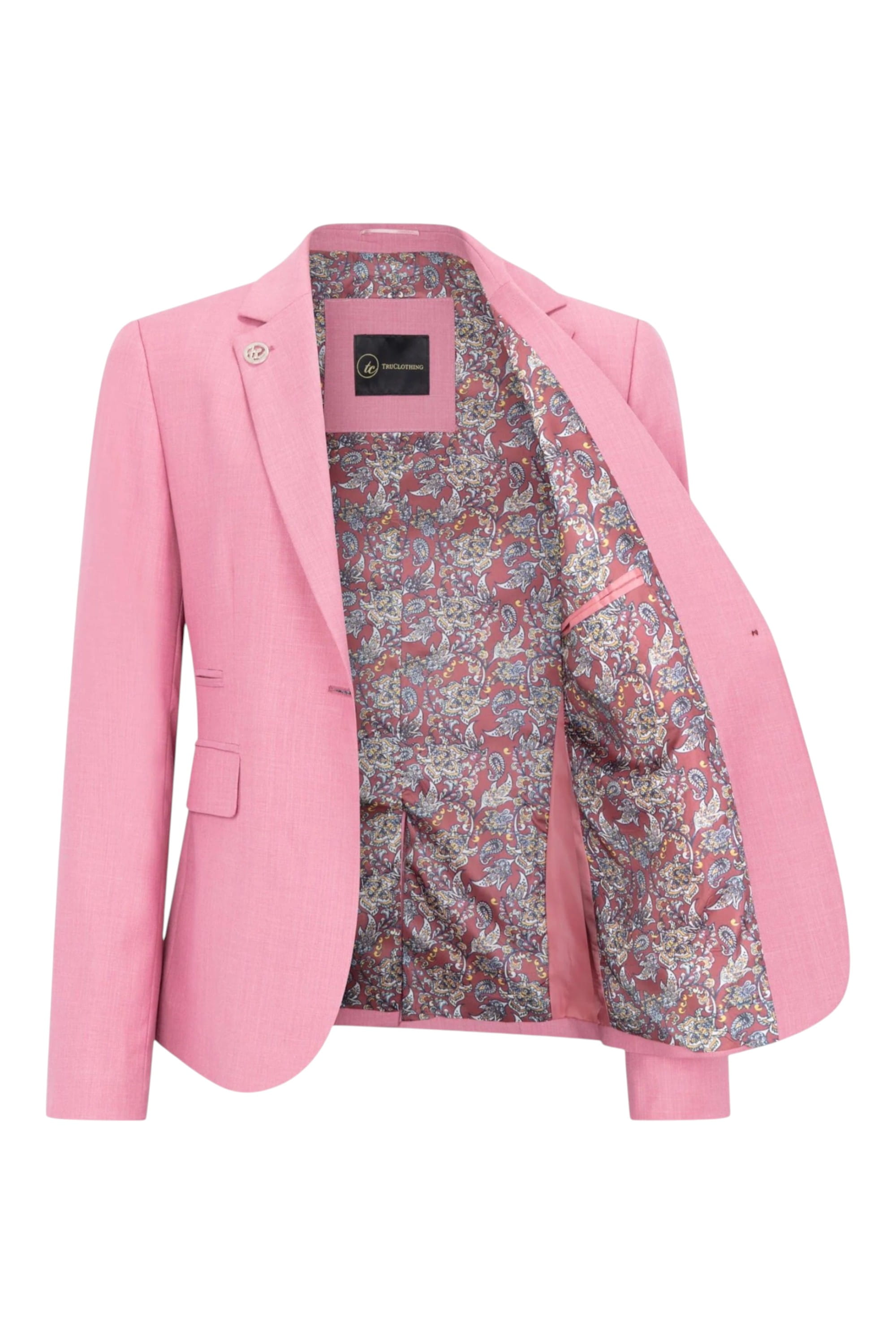 Pink Infinity Leather Pink Womens 3 Piece Plain Pink Formal Office Suit, Image 4 of 8