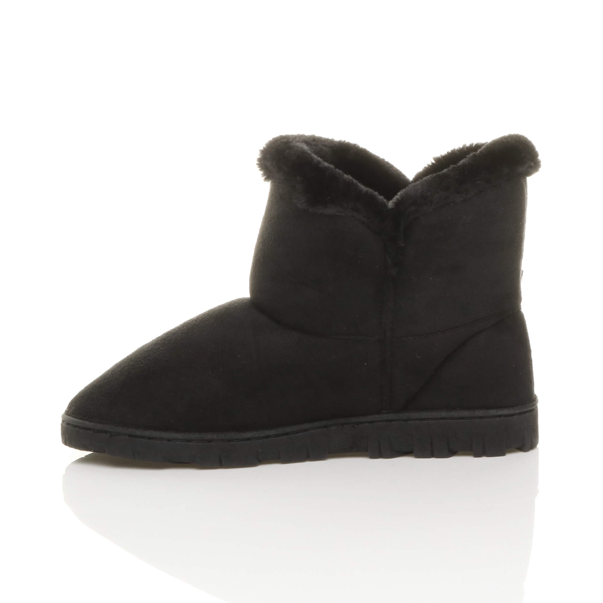 Black Faux Fur Lined Ankle Boots Slippers, Image 3 of 6