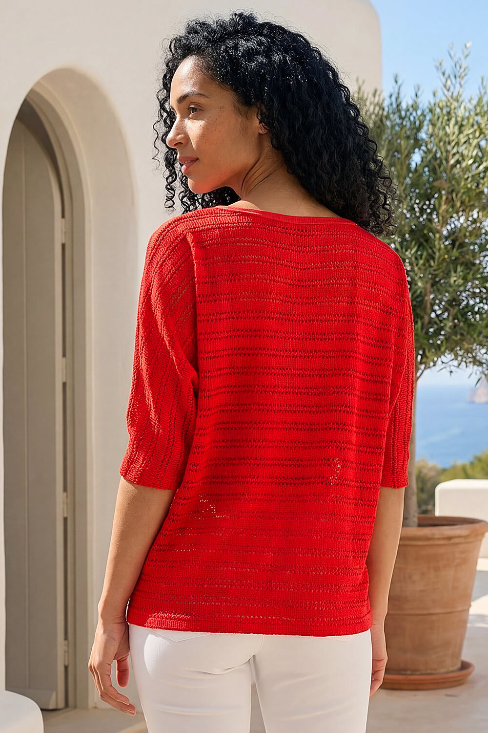 Dark Orange Textured Snit Top, Image 4 of 4