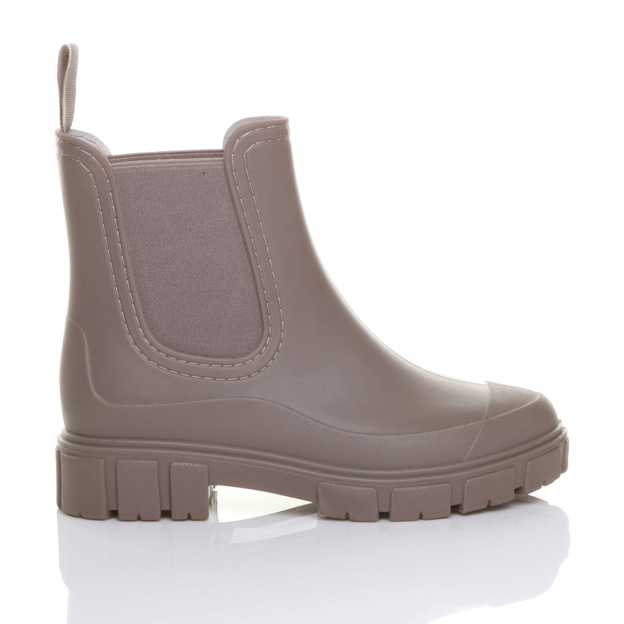 Taupe Wellies Chelsea Ankle Boots Wellingtons, Image 5 of 6