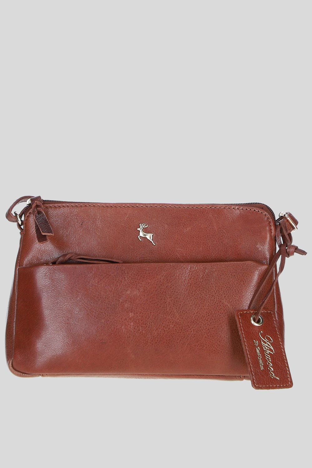 Brown 'Rose' Elegant Leather Crossbody Bag with Adjustable Strap, Image 1 of 4