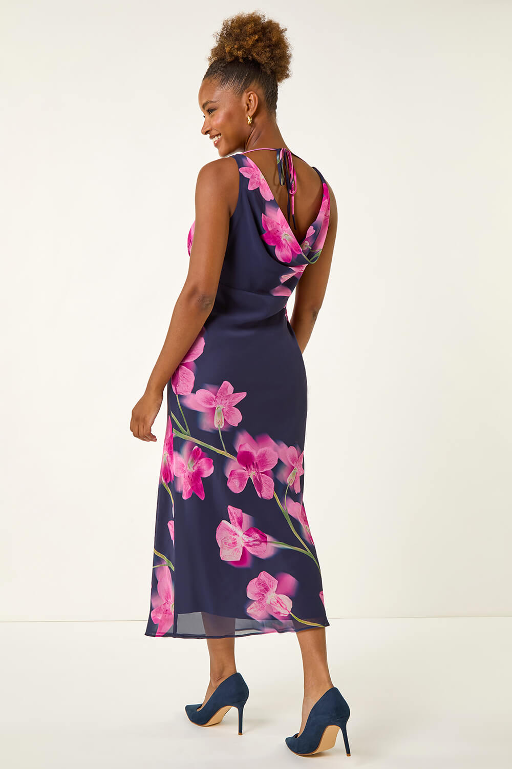Casual Printed Cowl Neck Pocket Dress 2