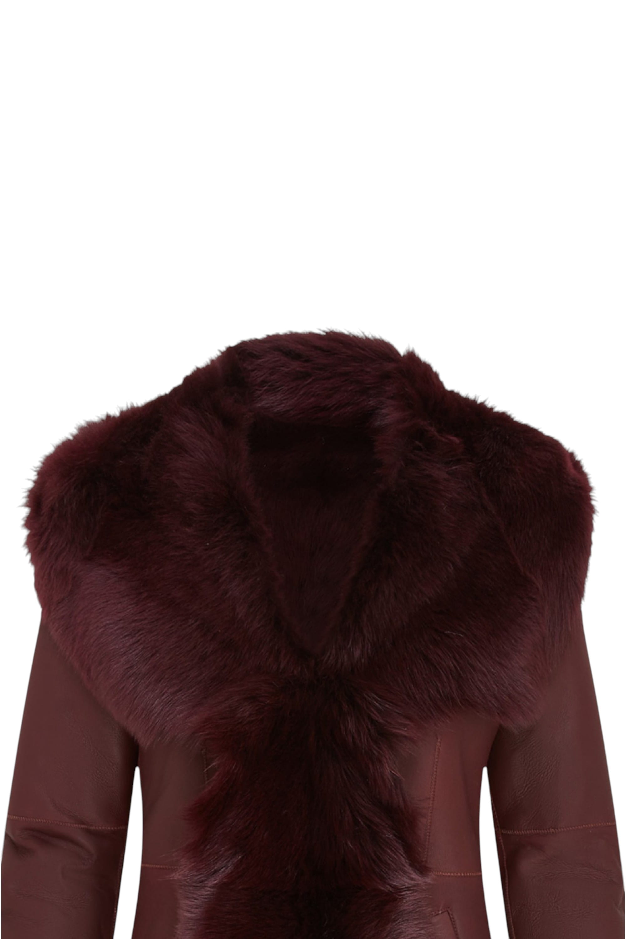 Burgundy Toscana Sheeps Leather Hood Trench Coat, Image 5 of 7