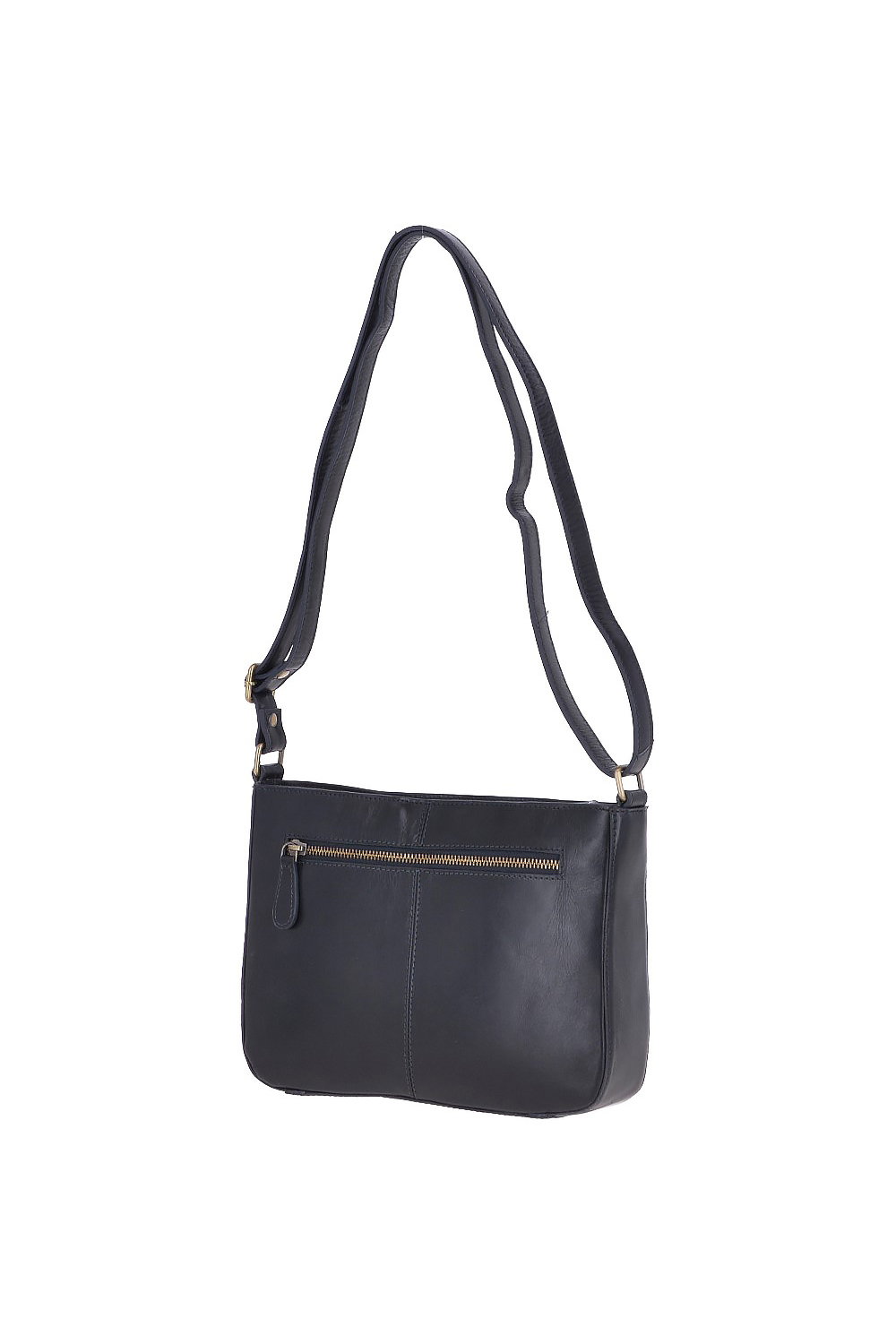 Navy Vegetable Tanned Small Real Leather Shoulder Bag, Image 4 of 4
