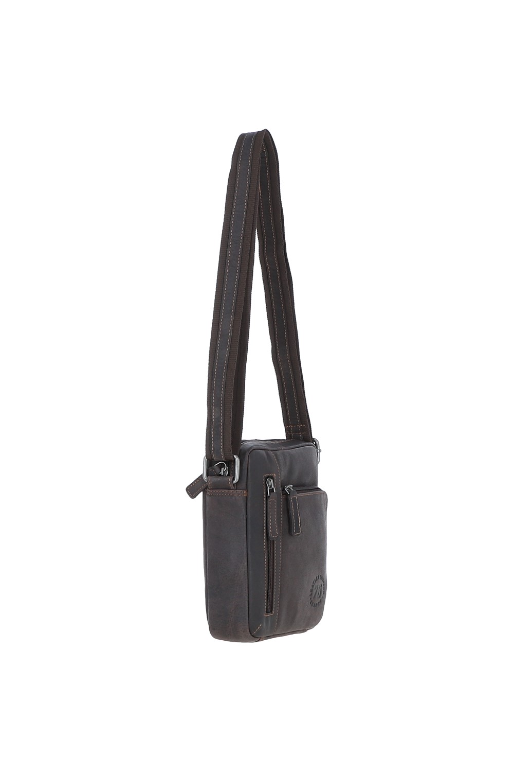 Brown 'Madrid' Compact Travel Messenger Bag With Multiple Zip Pockets And Adjustable Strap, Image 5 of 5