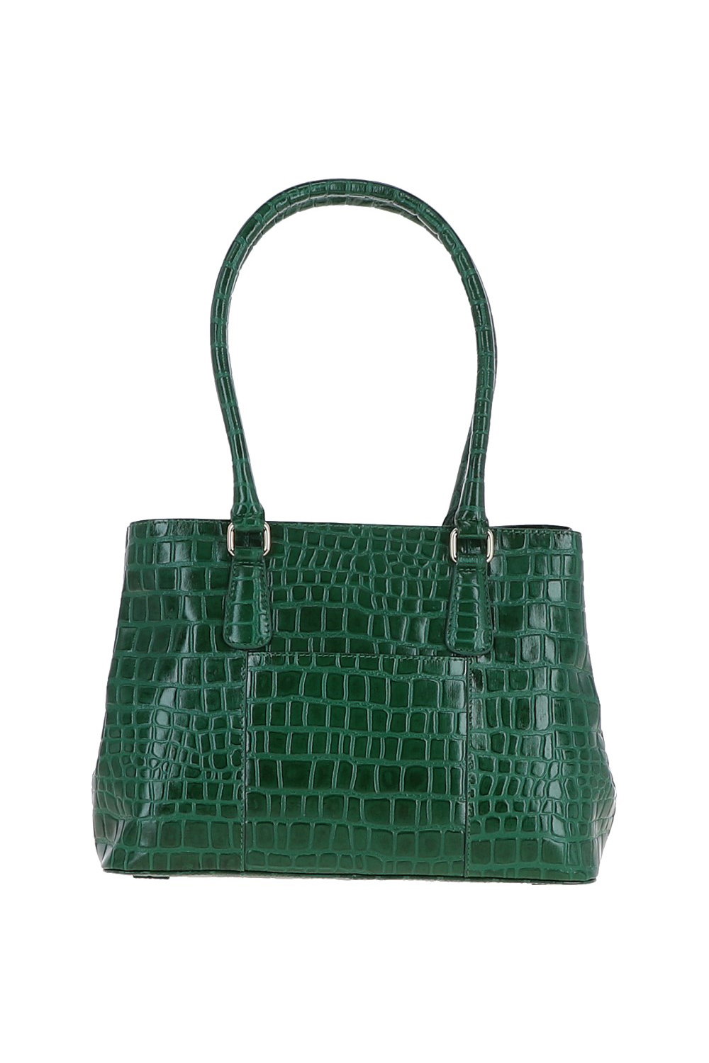 Green Croc Print Real Leather Two Section With Mid Purse Bag, Image 3 of 3