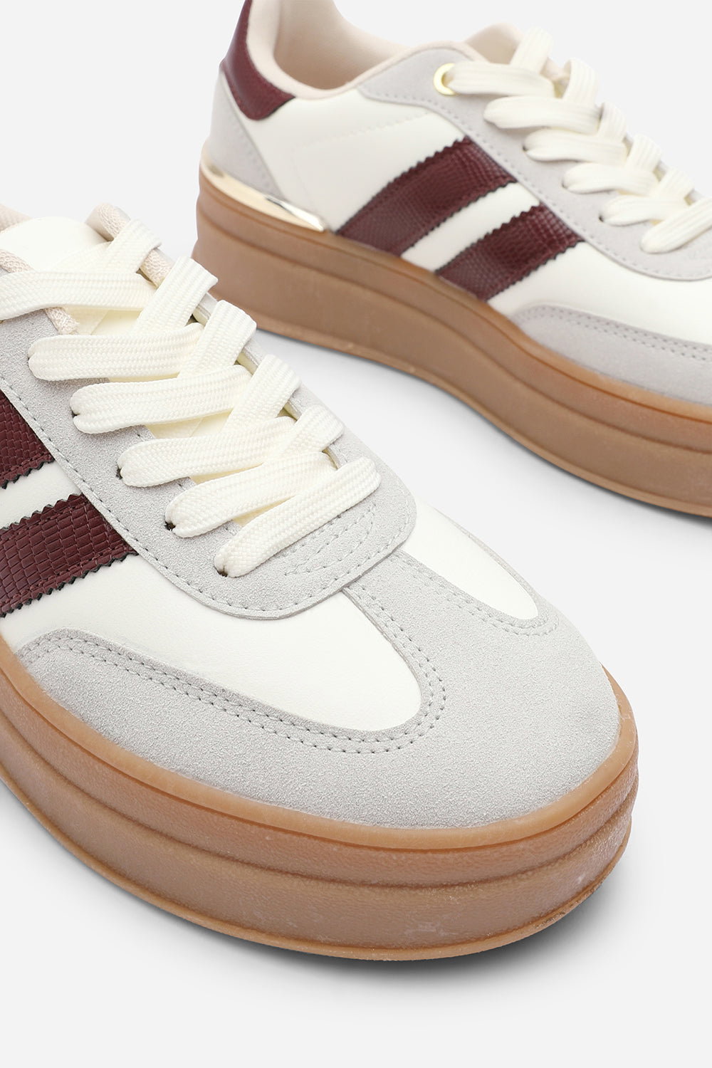 Grey 'Brisa' Platform Lace Up Trainers with Side Stripes, Image 5 of 8