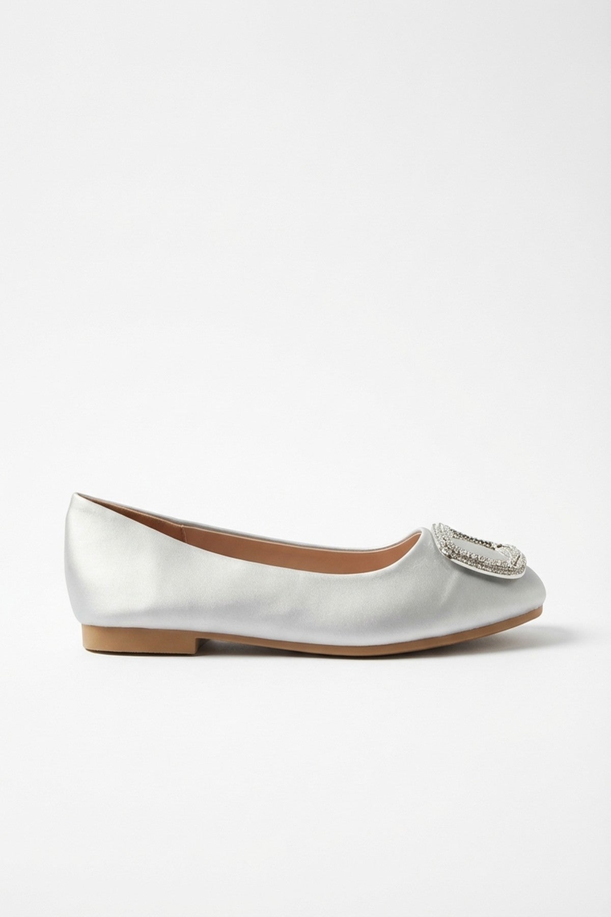 Grace Womens Rhinestone Buckle Square Toe Flats, Image 8 of 8