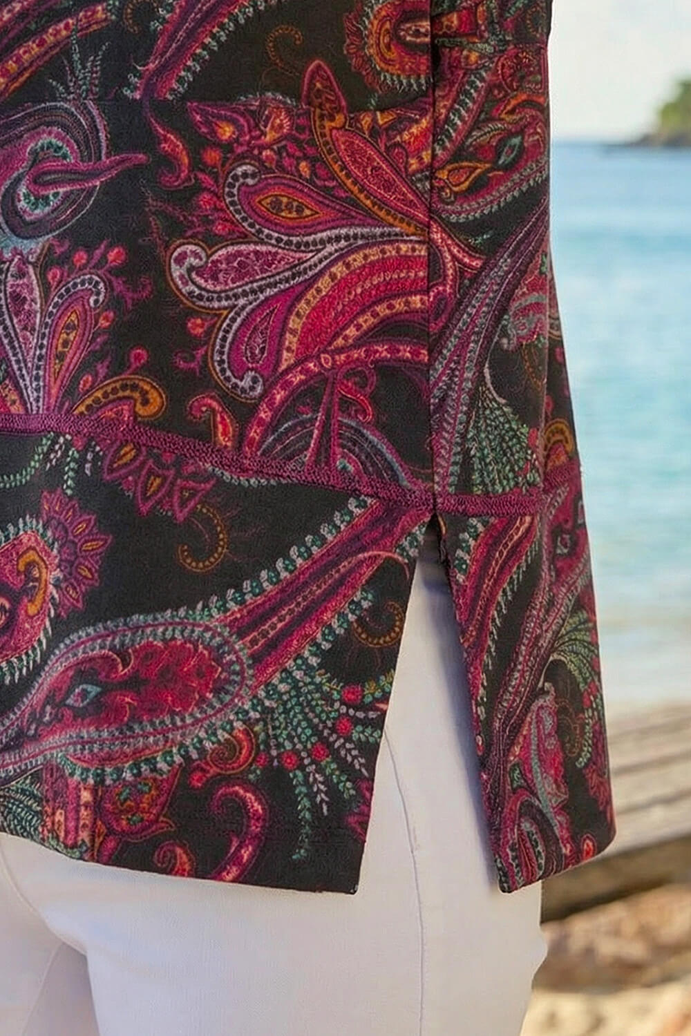 Red Paisley Print Snit Top, Image 5 of 4