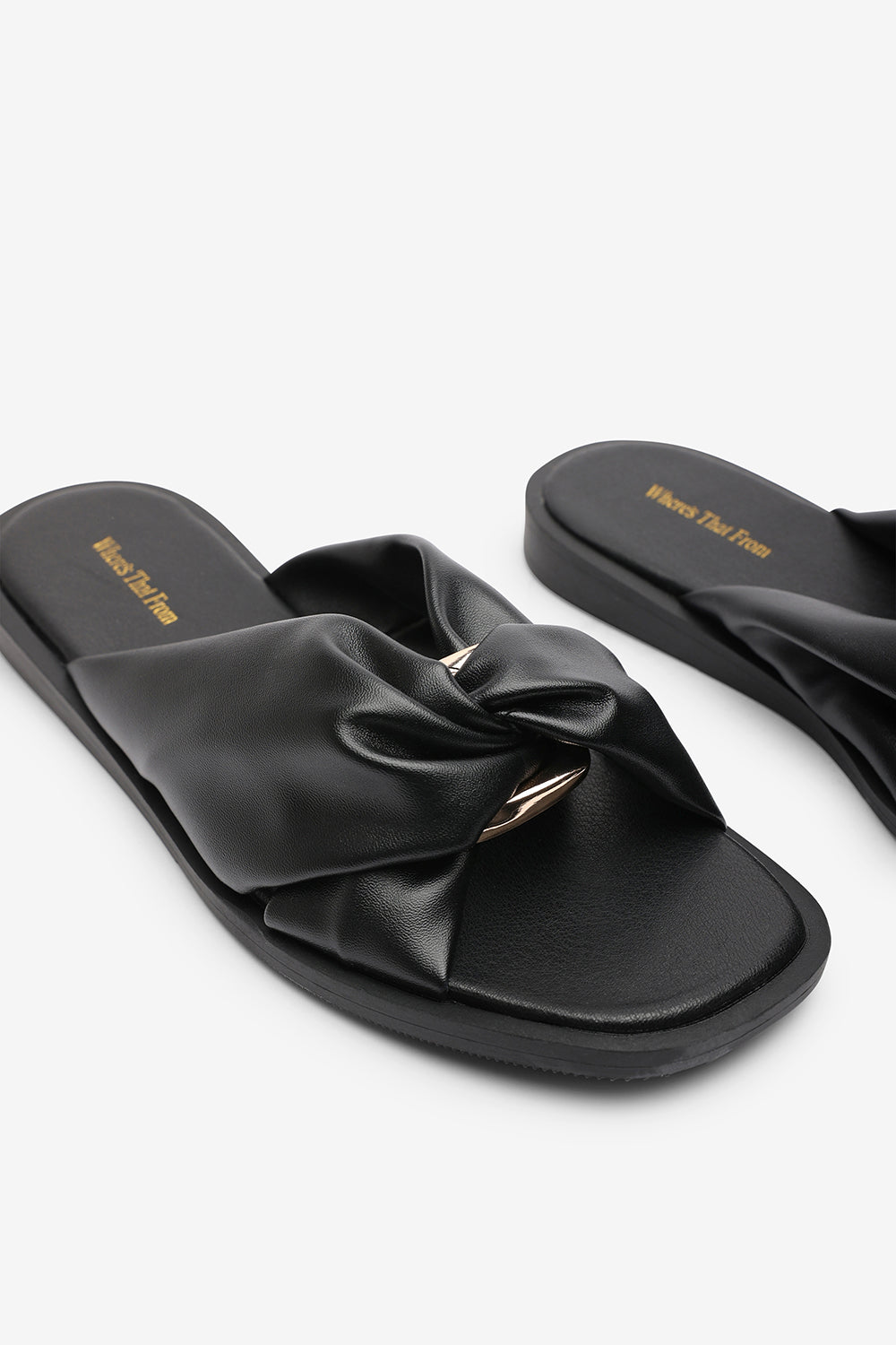 Black Brooklyne Twist Open Toe Slide On Sandals, Image 5 of 6
