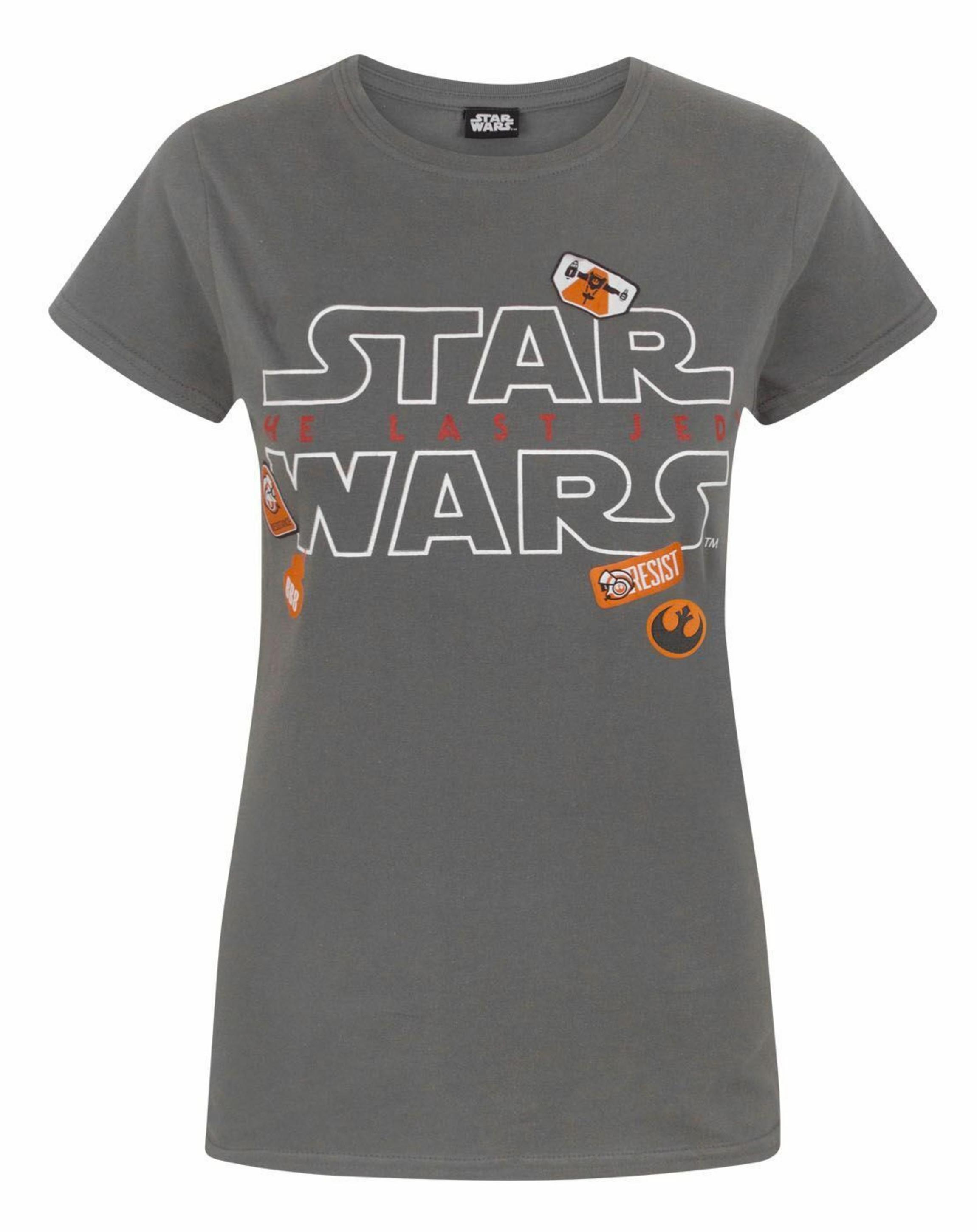 Grey Star Wars Last Jedi Badges T-Shirt, Image 1 of 4