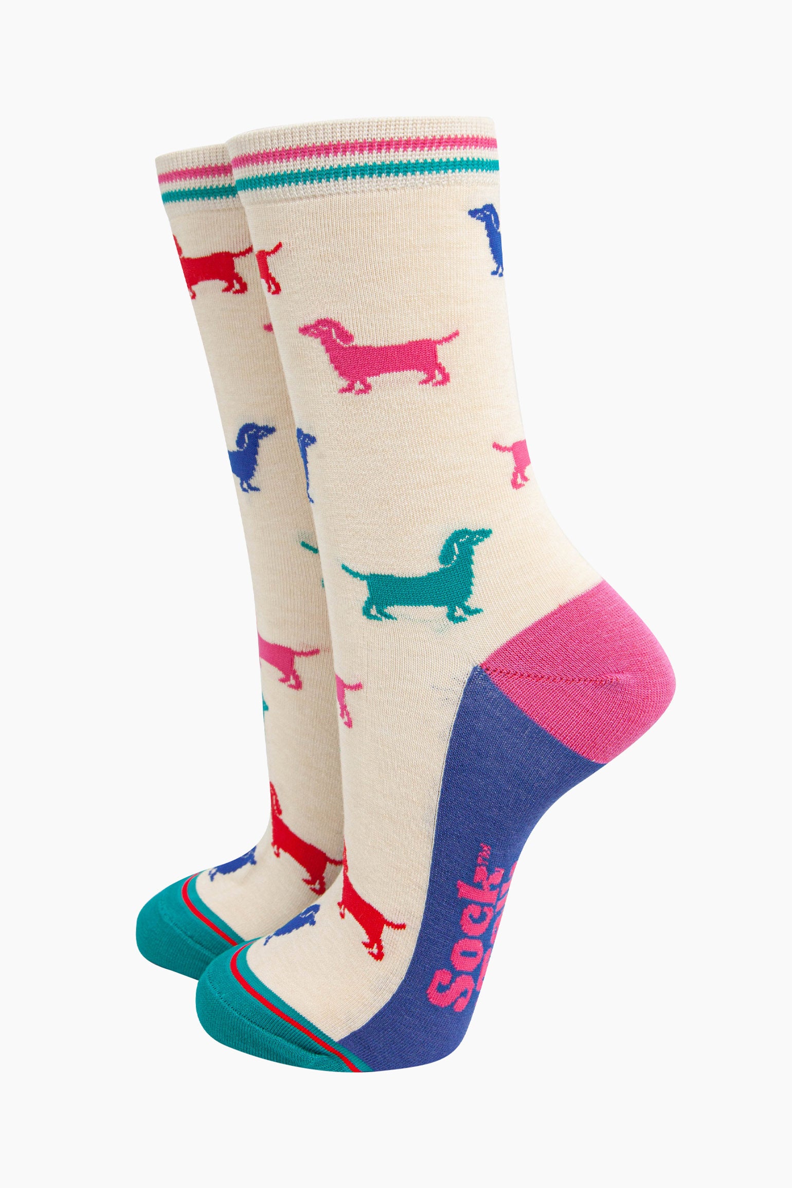Multi Sausage Dogs Multicoloured Bamboo Socks