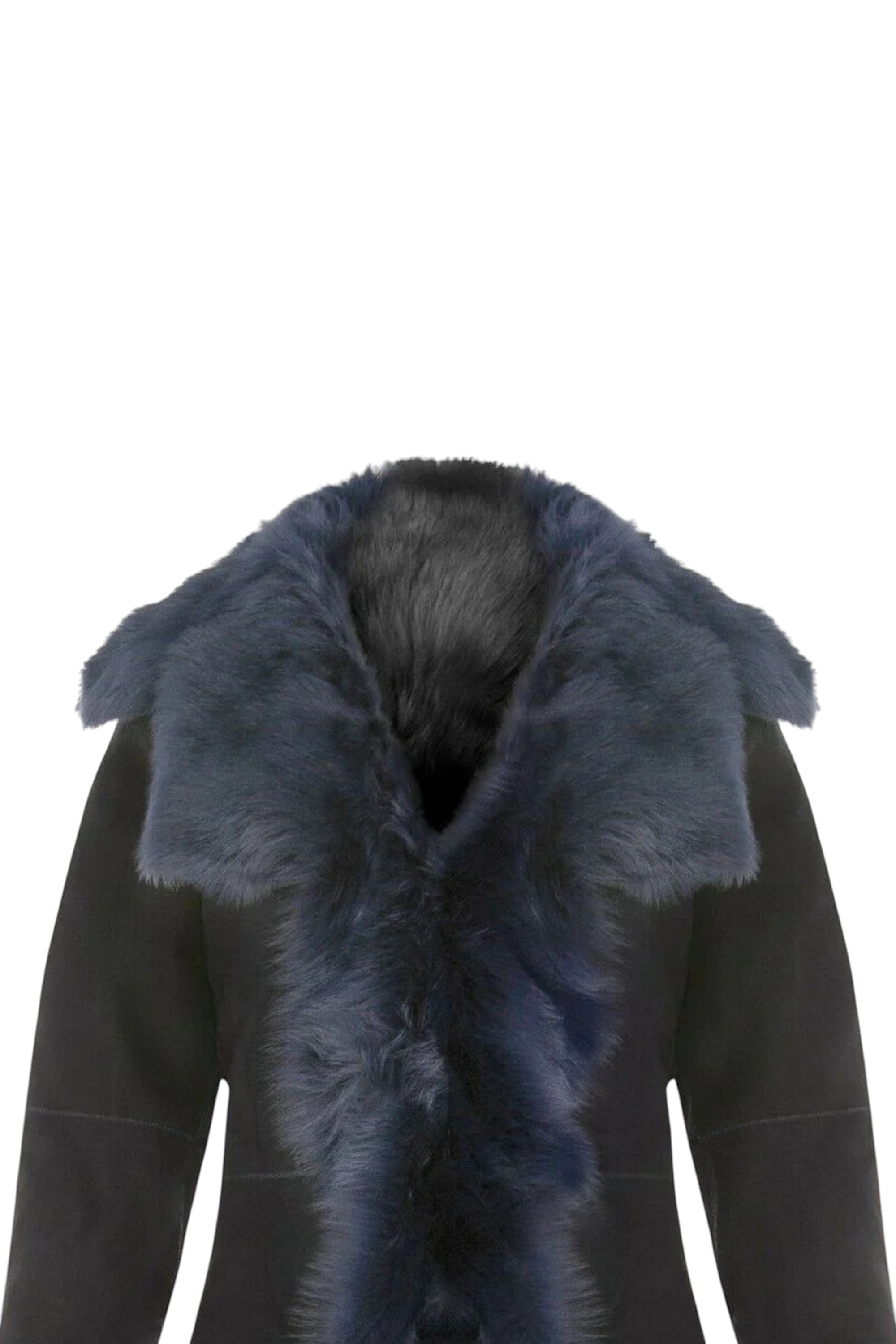 Navy Toscana Sheepskin Suede Trench Coat, Image 5 of 7