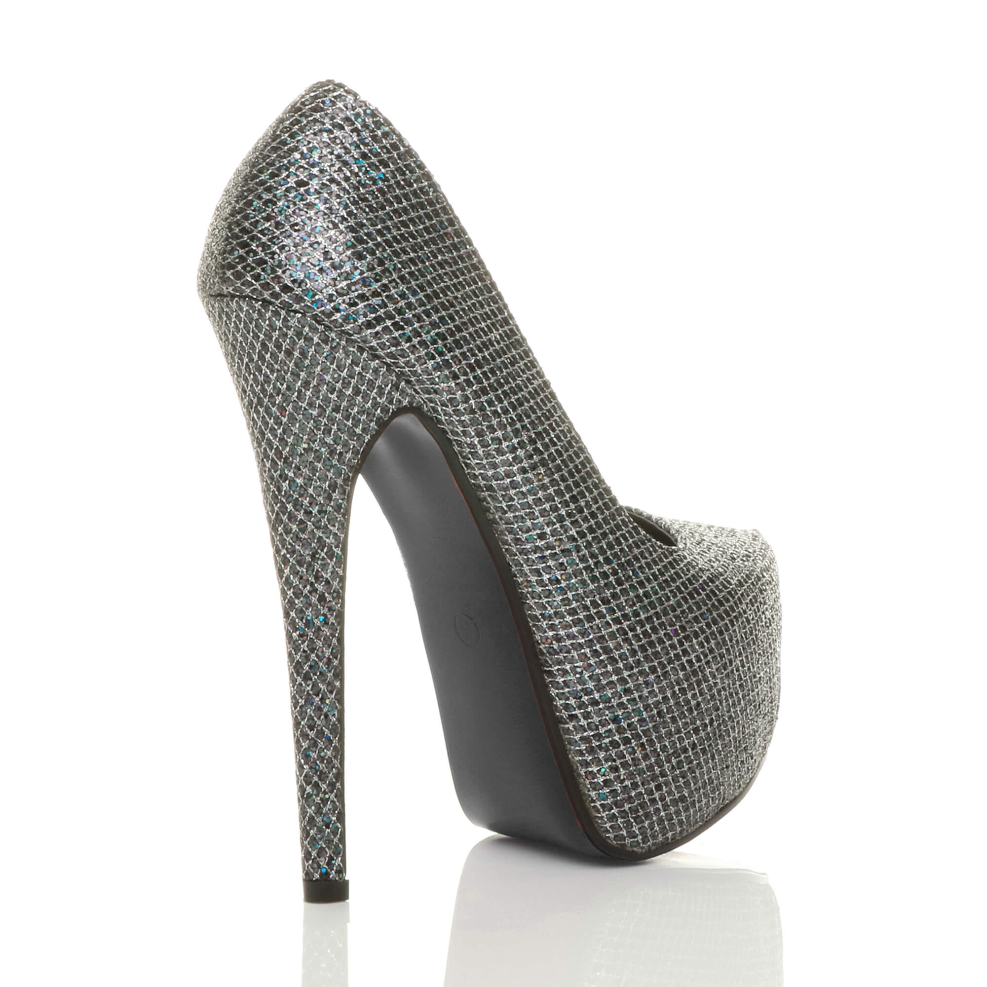 Black High Heel Platform Court Shoes, Image 4 of 6