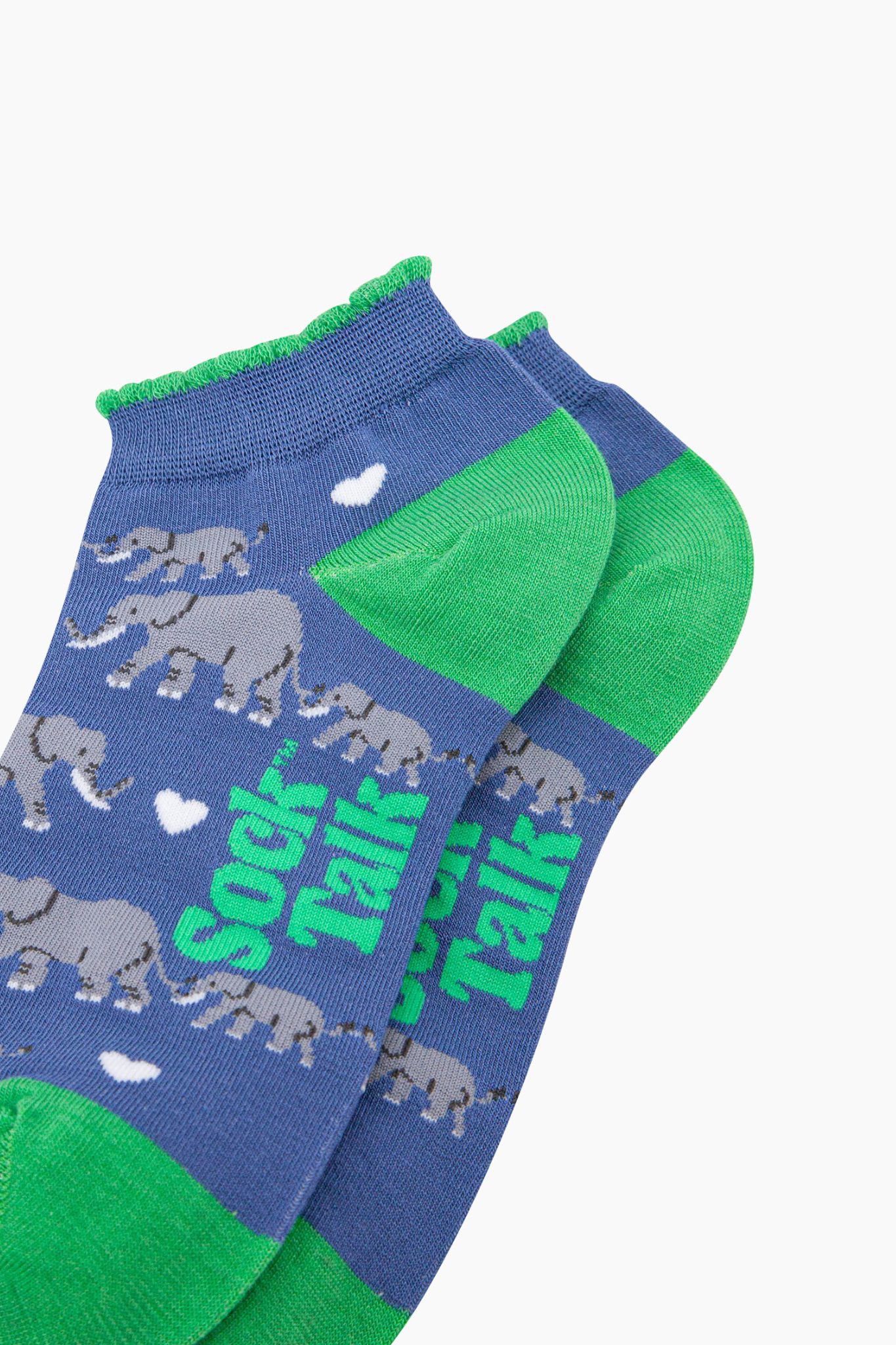 Blue Baby Elephants Bamboo Trainer Socks in Blue, Image 2 of 4