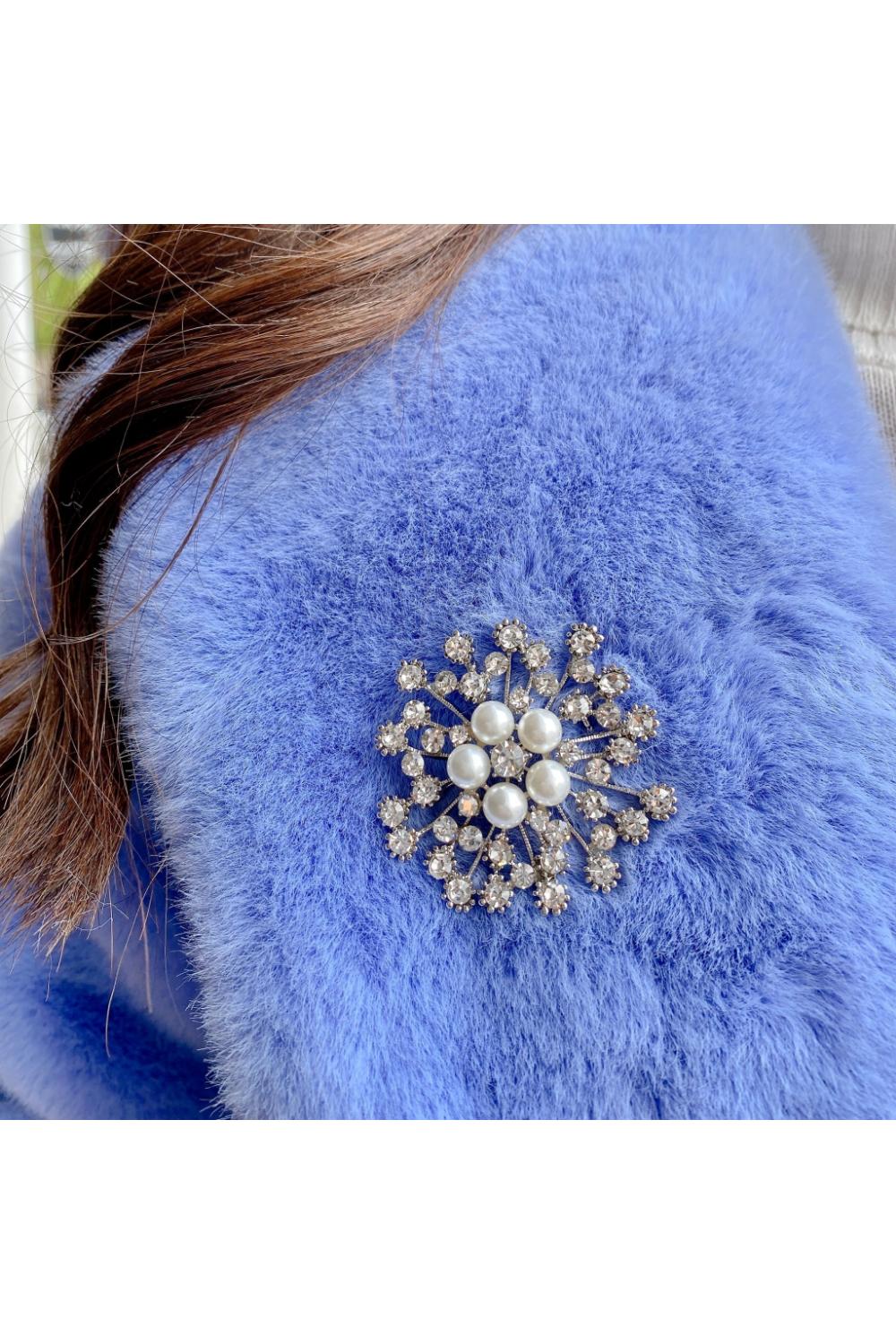 Silver Vintage Brooch with Pearl and Crystal, Image 2 of 3