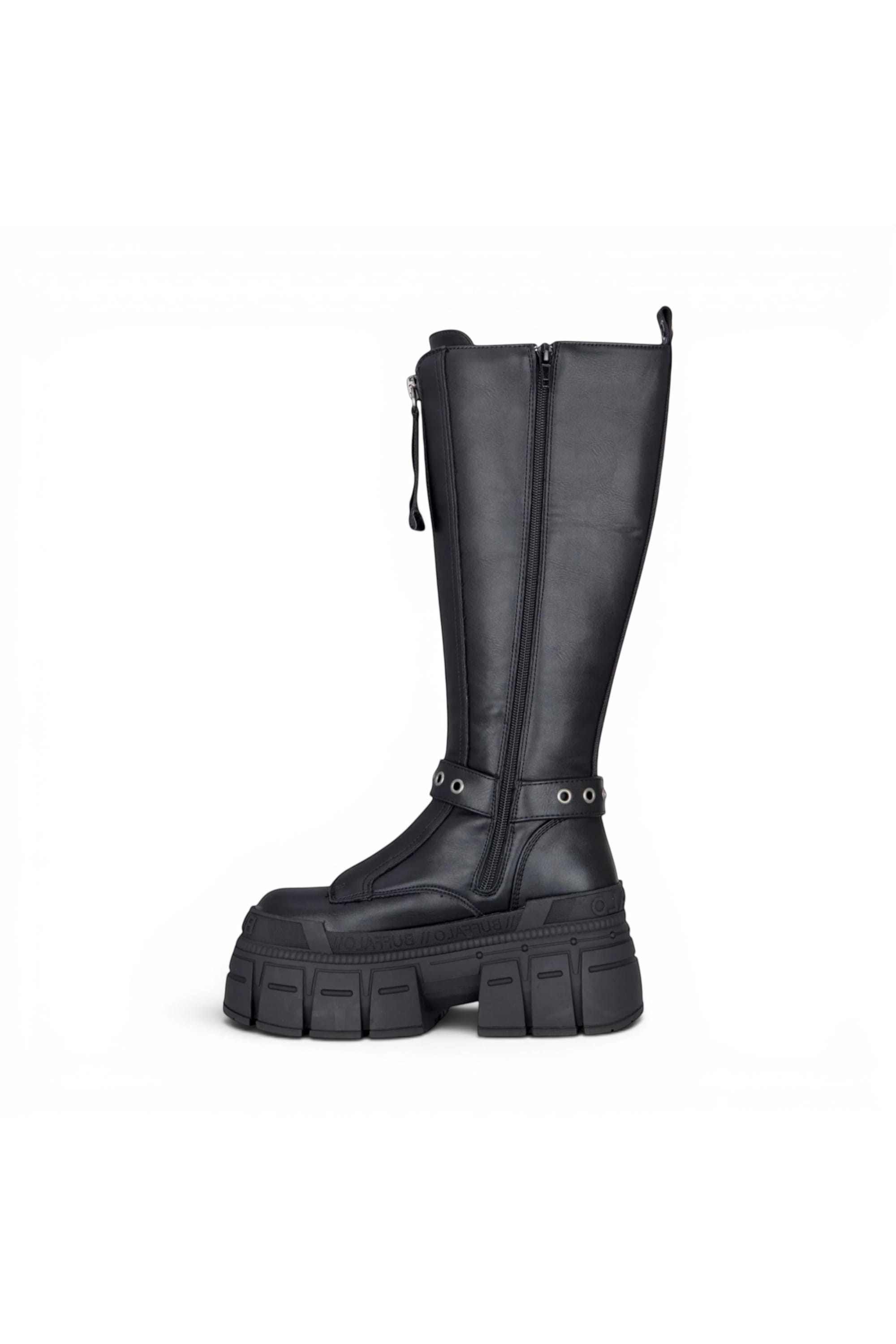 Black Womens High Goth Biker Boots -Gospher Hi, Image 5 of 7
